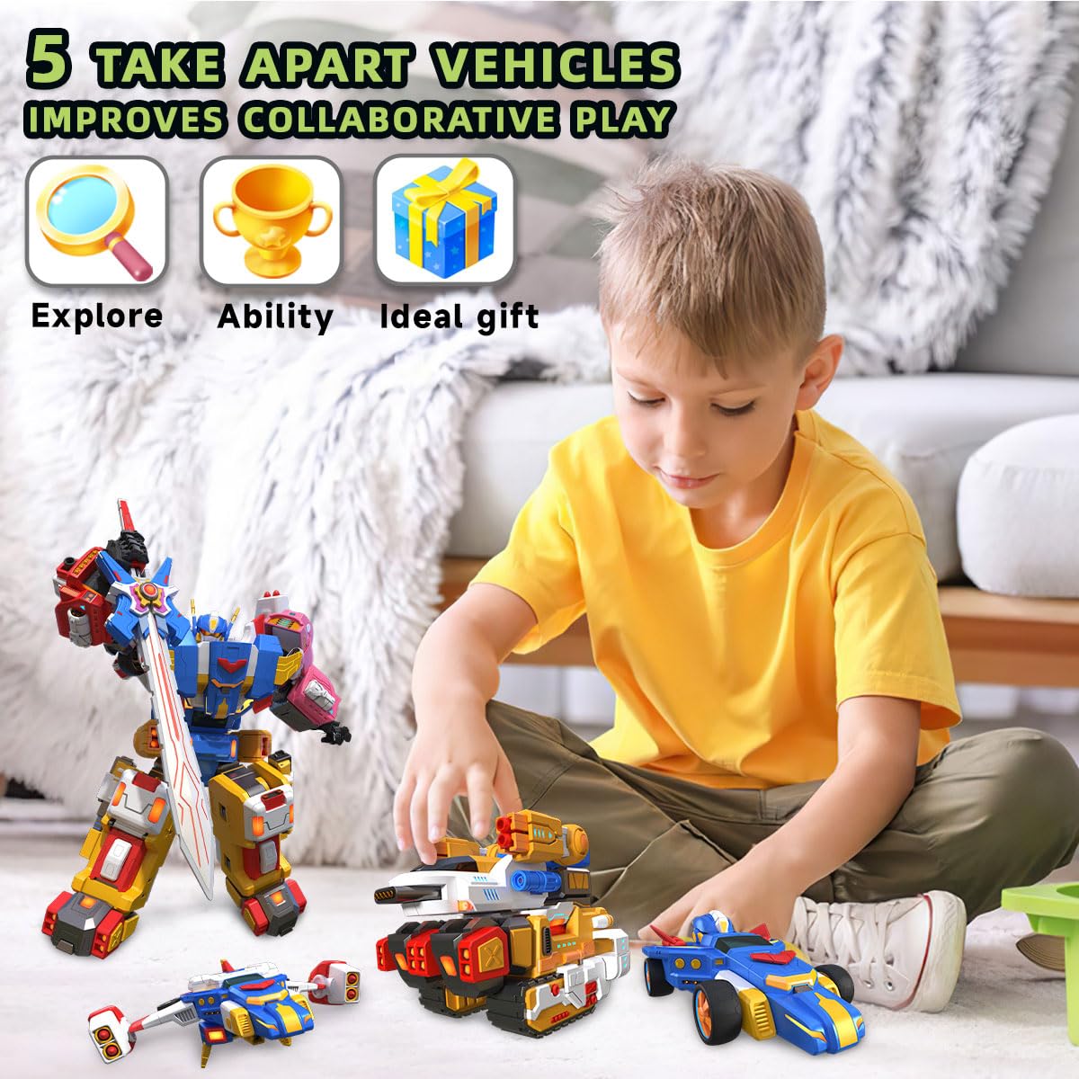 Wenbeier 5-in-1 Transforming Robot Toy Car Set - 10