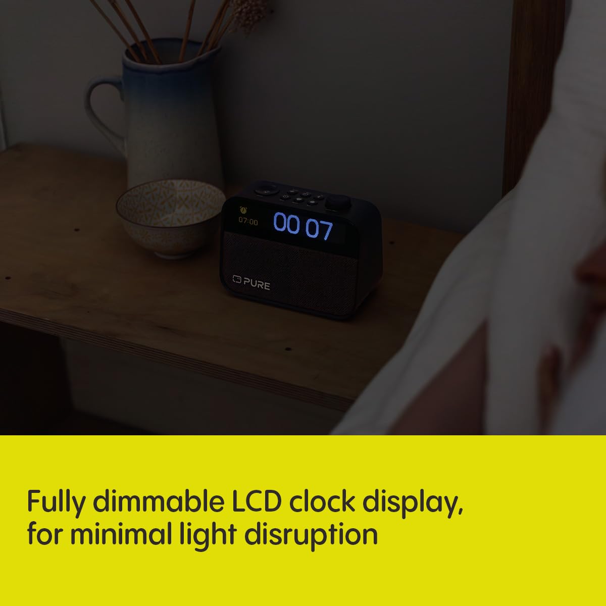 Pure Moment Alarm Clock Radio with Wake-Up Light, Bluetooth Speaker & White Noise Machine - Crystal Clear Sound, Coffee Brown Finish - Perfect for Bedroom, Office, and Meditation Spaces