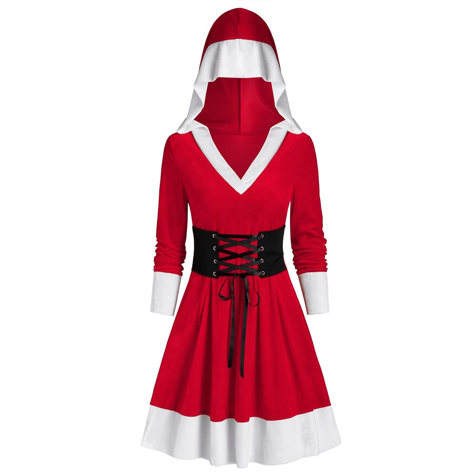 Sexy Christmas Lingerie Dress for Women - Red Hollow Out Hooded Wrap Dress for Holiday Parties & Festive Nights - Perfect for Christmas Gifts, Intimate Moments & Special Occasions
