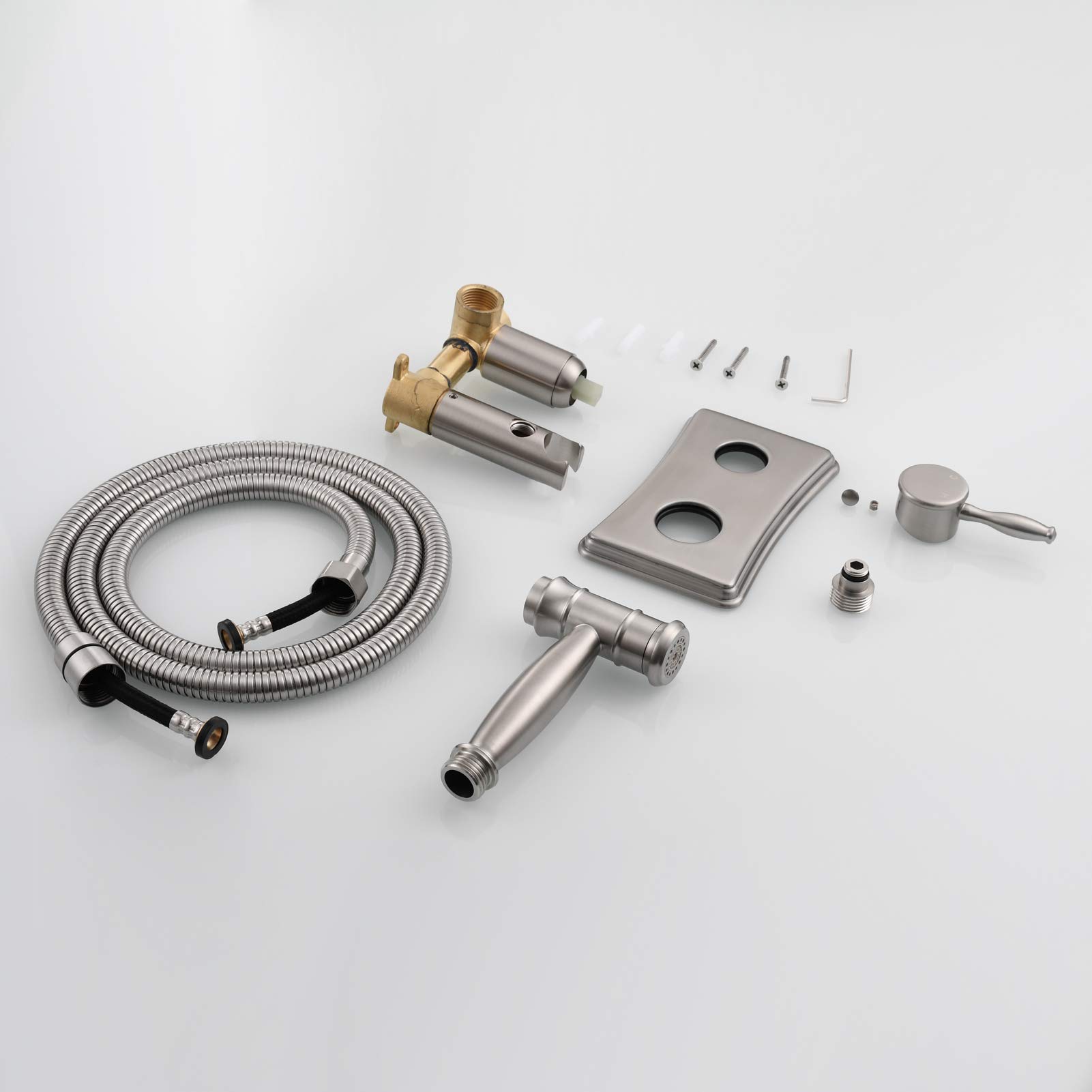 Stainless Steel Handheld Bidet Sprayer Kit for Toilet - Hot & Cold Water Diaper Sprayer - Brushed Nickel Shattaf Bathroom Attachment (WS035F) - Perfect for Baby Care, Hygiene Cleaning & Modern Bathrooms