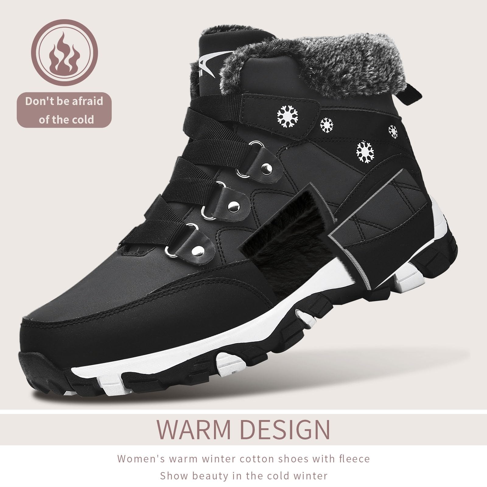 VITIKE Women's Winter Boots - Waterproof Snow Boots with Warm Fleece Lining, Slip Resistant Outdoor Boots for Cold Weather - Perfect for Snowy Days, Hiking & Winter Fashion