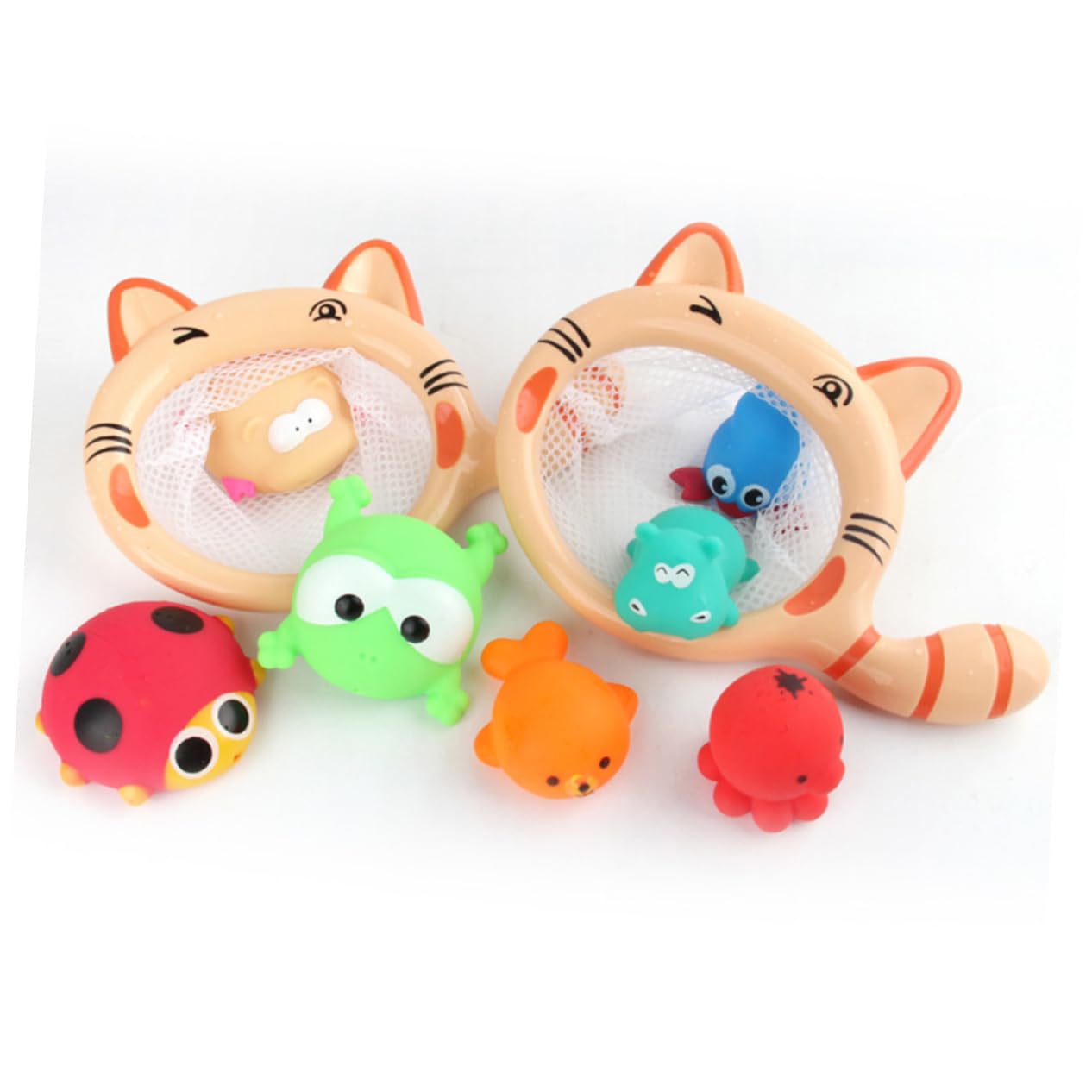 HEMOTON 12-Piece Sea Animal Bath Toys Set - Colorful Kitten & Marine Creature Bathtub Toys for Kids, Fun Bath Time & Pool Play (Durable, Non-Toxic) - Perfect for Toddler Bath Time, Sensory Play & Ocean-Themed Parties