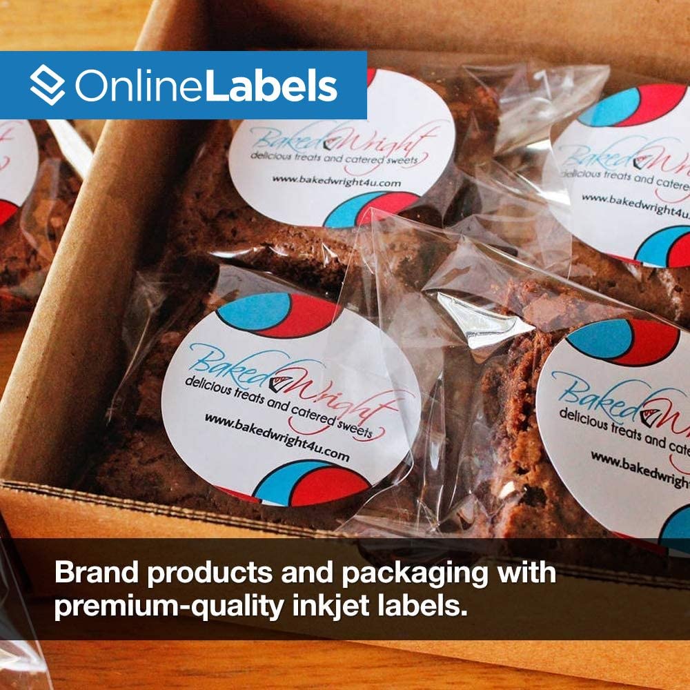 2.5 Inch Round White Gloss Labels for Laser Printers - 6,000 Circle Stickers (500 Sheets) - Perfect for Address Labels, Jar Labels & Craft Projects - OnlineLabels