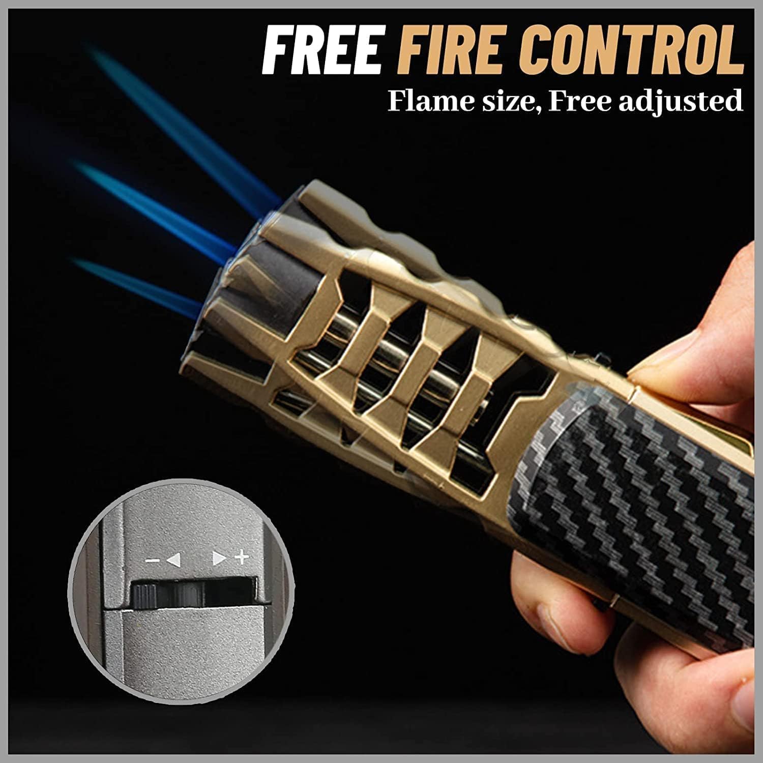 FireBlazer Electric Lighter - Windproof USB Rechargeable Lighter with Dual Arc Plasma, Black & Gold - Perfect for Camping, Hiking, BBQ, and Outdoor Adventures