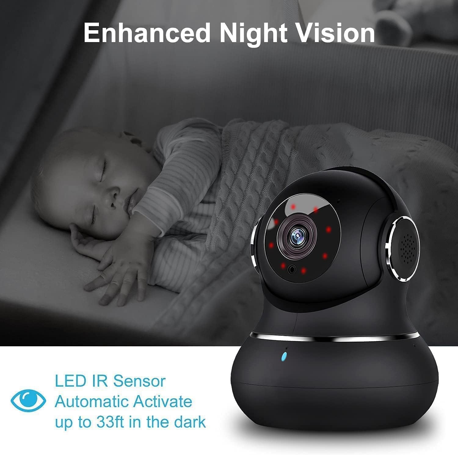 Litokam 2K Indoor Security Camera with 360° Motion Tracking & Night Vision - WiFi Pet Camera, Baby Monitor & Home Surveillance - Works with Alexa - Perfect for Pet Watching, Baby Monitoring & Home Security (2024 Model)