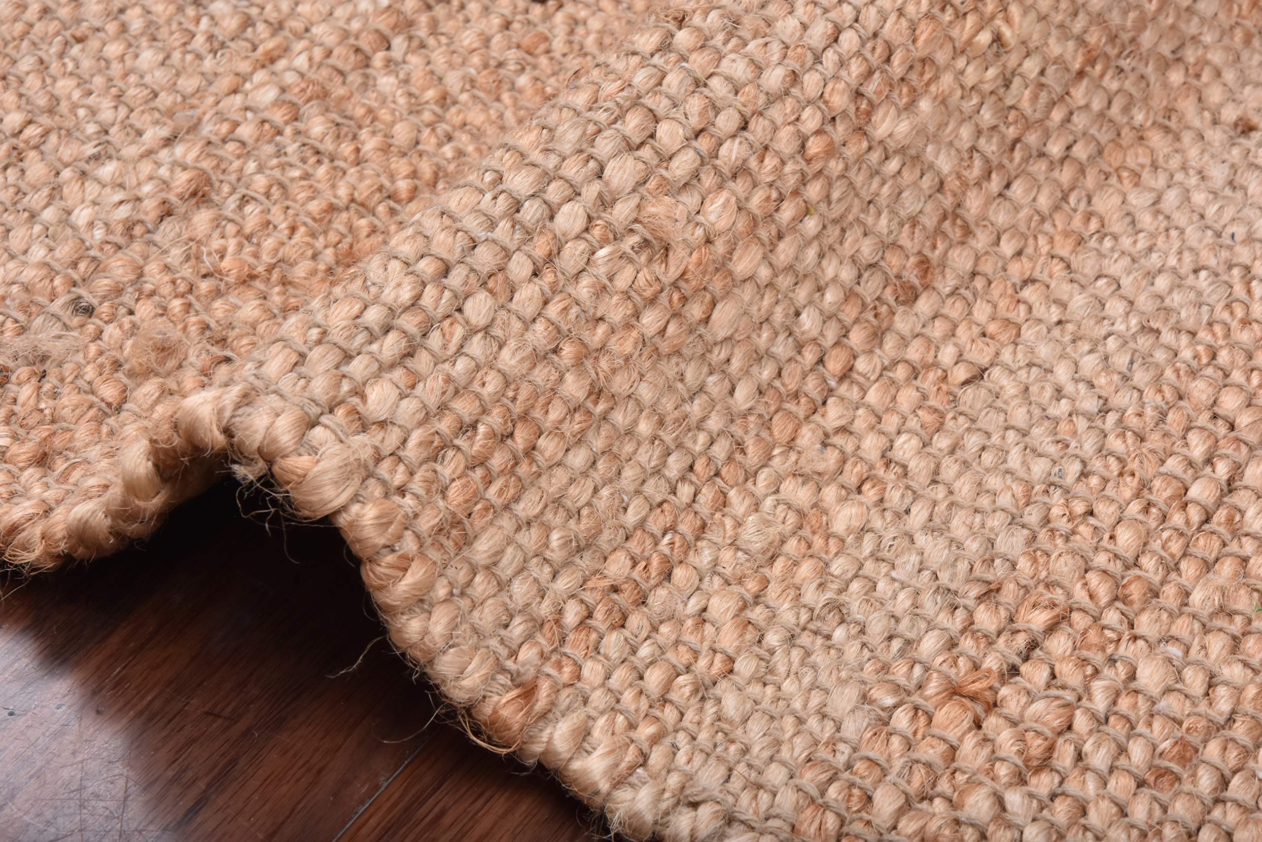 Natural Solid Jute Area Rug 8x10 FT - Eco-Friendly Handwoven Jute Valen Rug for Living Room, Bedroom & Home Decor