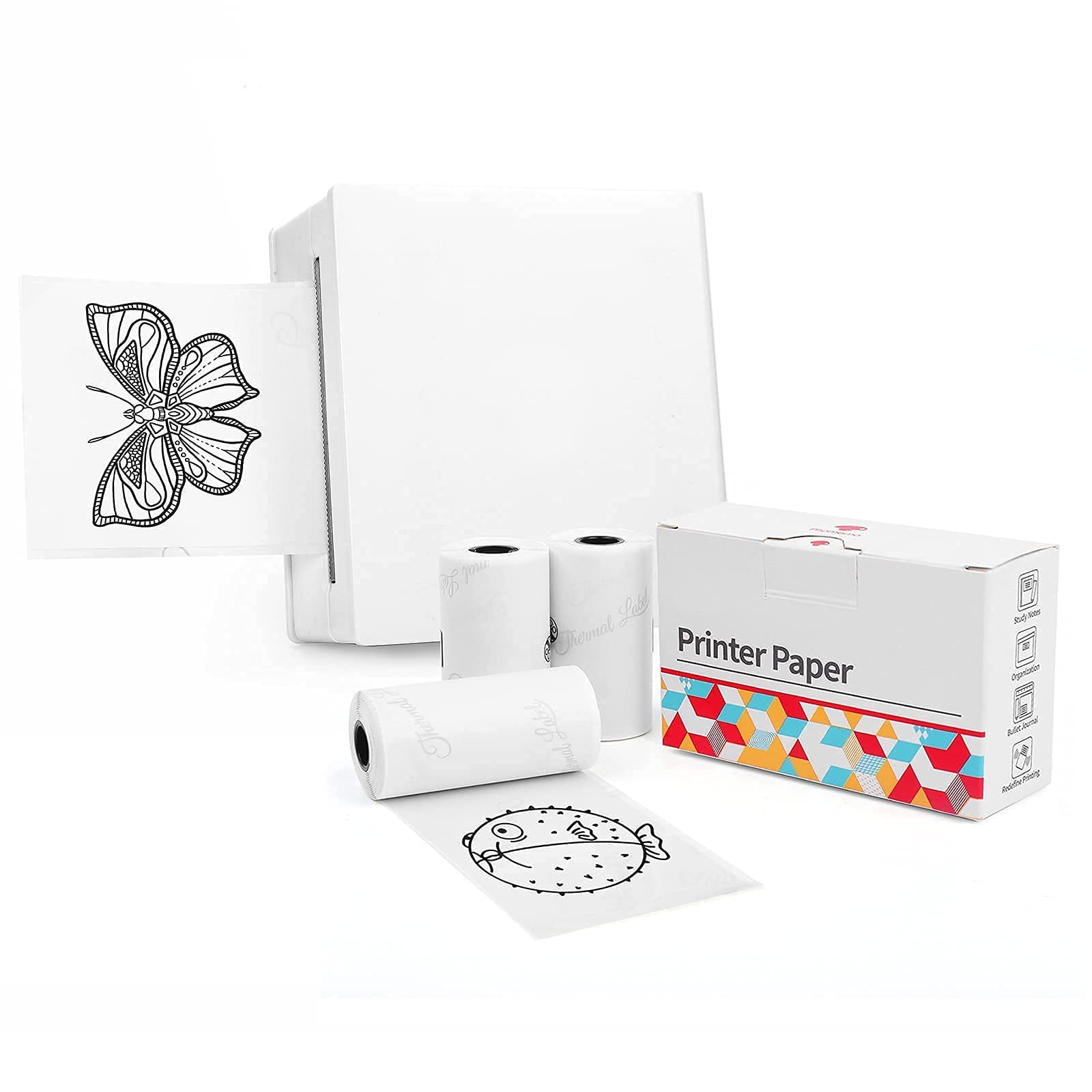 M02 Portable Bluetooth Pocket Printer - Wireless Sticker Printer for Android & iOS, Includes 3 Rolls Transparent Thermal Sticker Paper - Perfect for DIY Crafts, Scrapbooking, Journaling, Labeling & Home Organization