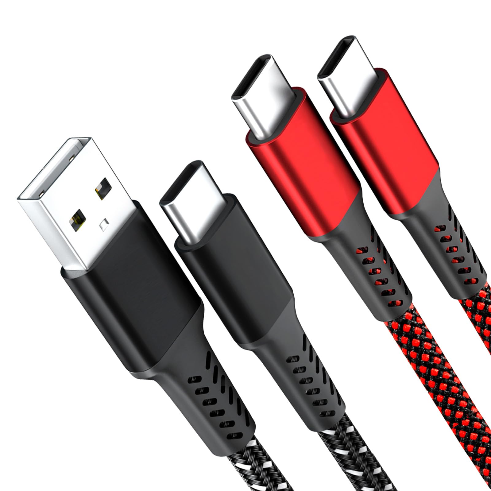 2-Pack USB C to USB A 3.1A Fast Charging Cable 6.6ft Nylon Braided Durable Charger Cord for iPhone 15 Pro/14/13, iPad, Samsung S22/S21, Huawei, Google Pixel, PS5 - Perfect for Home, Office & Travel Charging