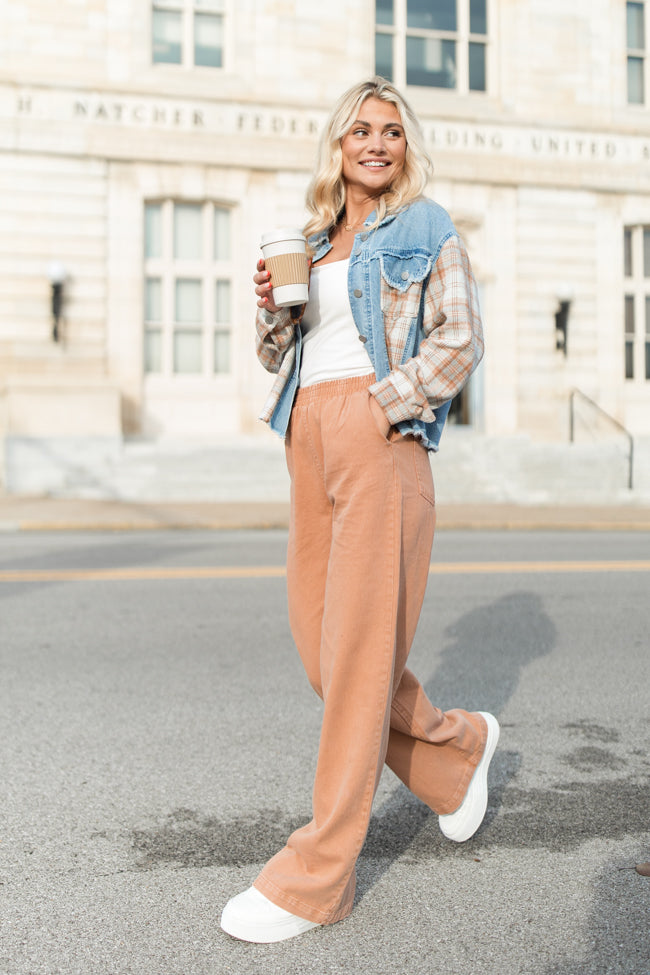 Stylish Brown Plaid & Denim Jacket for Men & Women | Trendy Casual Outerwear for Fall & Winter | Perfect for Outdoor Activities, Date Nights & Street Fashion