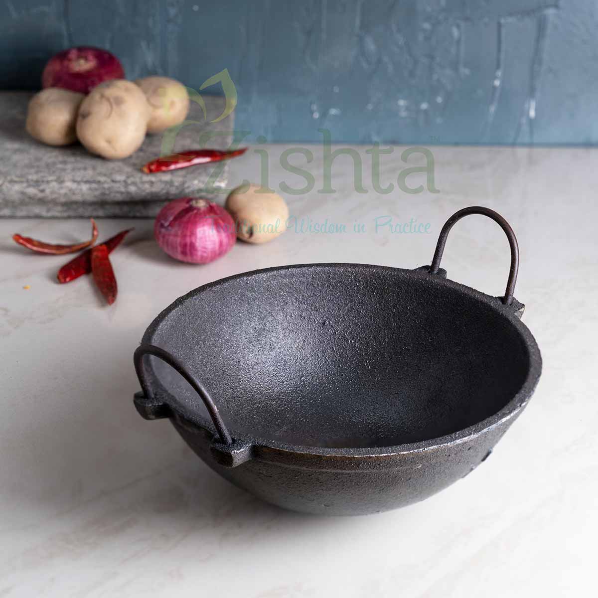 Best Cast Iron Breakfast Combo Set - Iron Dosa Tawa, Kadai & Paddu Appe Pan for Indian Cooking | Perfect for Dosa, Paniyaram & Stir-Fry Dishes | Healthy Non-Stick Alternative