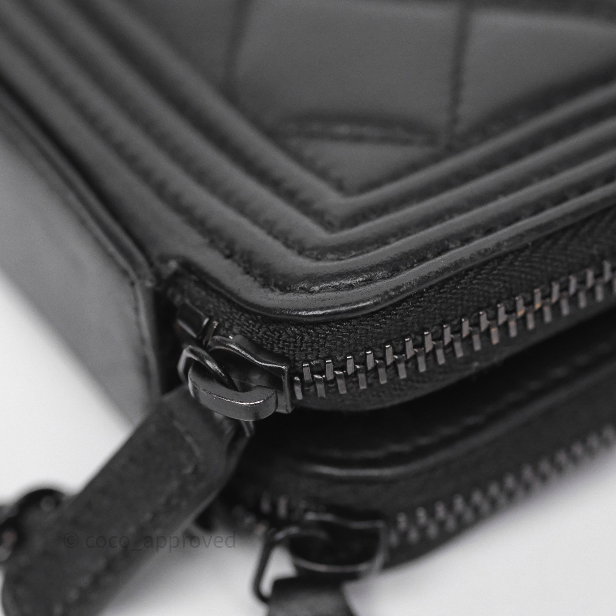 Chanel Boy Double Zip Clutch On Chain So Black Lambskin Leather Crossbody Bag - Perfect for Evening Parties, Date Nights & Luxury Fashion Accessories
