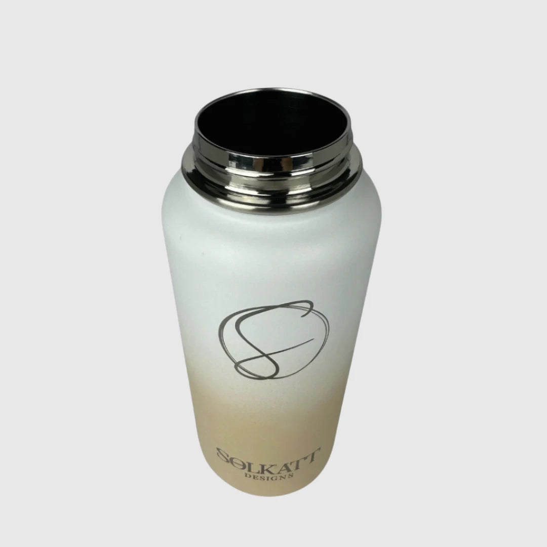 Pastel Beige Insulated Stainless Steel Water Bottle 32oz (950ml) - Keep Drinks Hot/Cold for Hours, Perfect for Hiking, Gym & Office Use