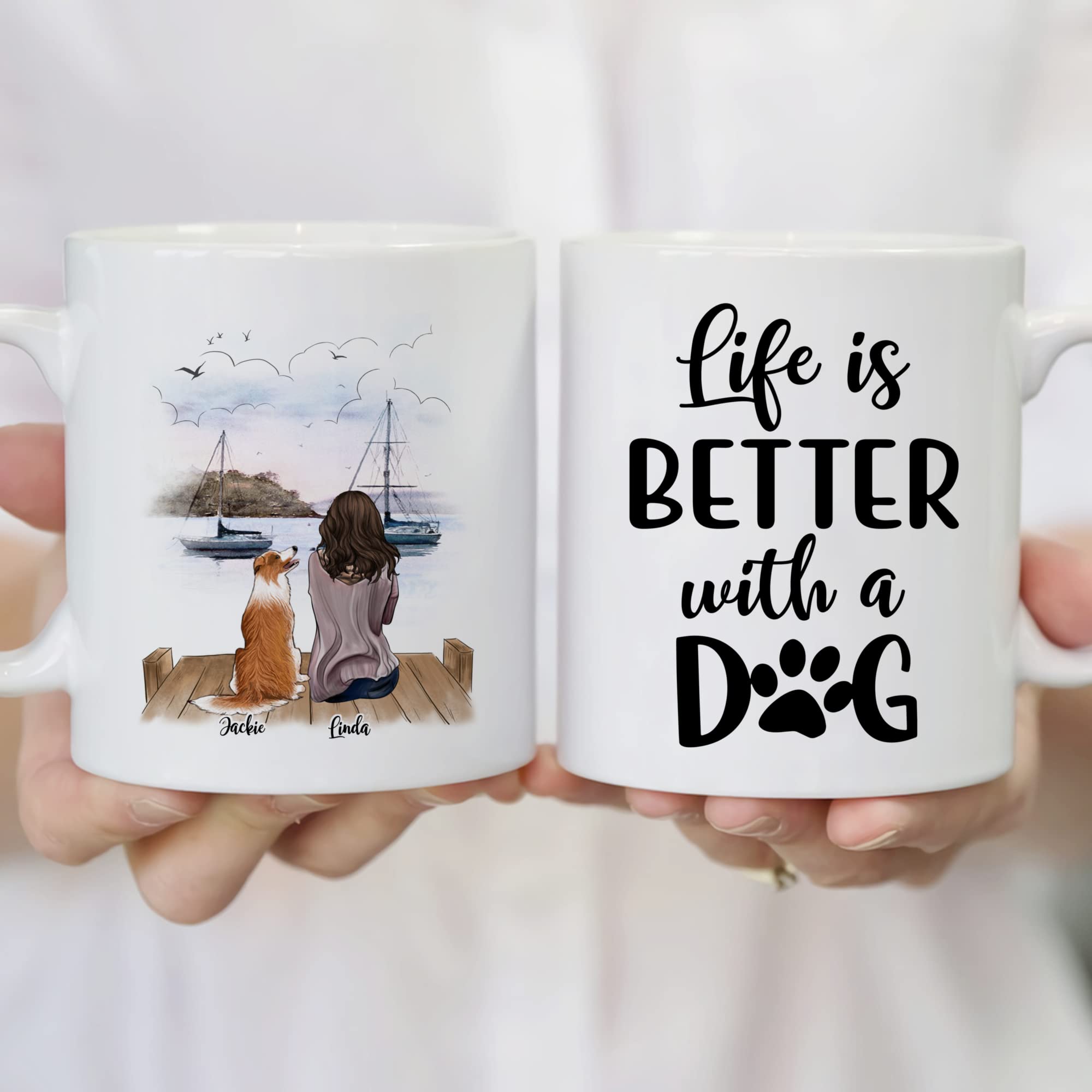 Personalized Dog Lover Coffee Mug - Custom 11oz or 15oz Ceramic Cup with 'Life Is Better With A Dog' Design - Perfect Gift for Dog Moms & Pet Owners - Ideal for Coffee, Tea, or Office Use