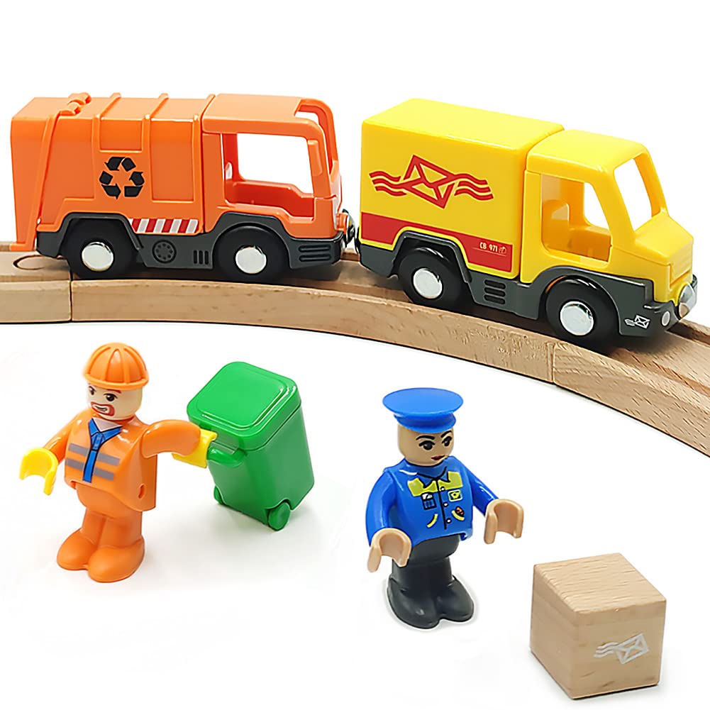 **Magnetic Garbage Truck Toy for Kids - City Vehicle with Wood Train Set Compatibility - Indoor & Outdoor Play for 3-5 Year Old Boys - Perfect for Pretend Play & Train Set Scenes**