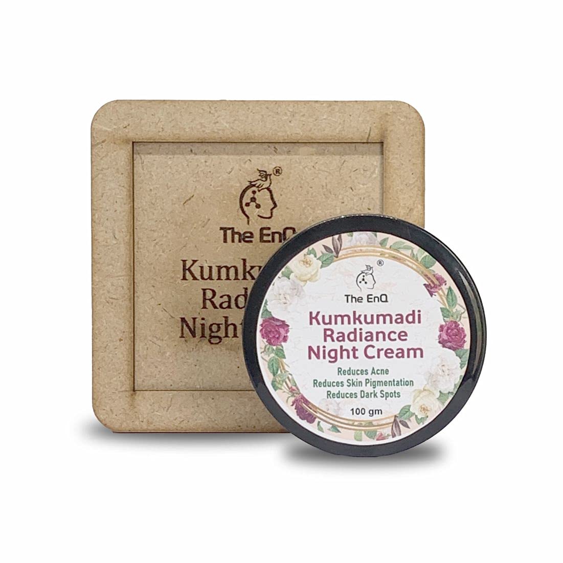 EnQ Kumkumadi Radiance Night Cream 100g - Anti-Acne, Brightening & Dark Spot Treatment for All Skin Types - Perfect for Nighttime Skincare Routine & Glowing Complexion