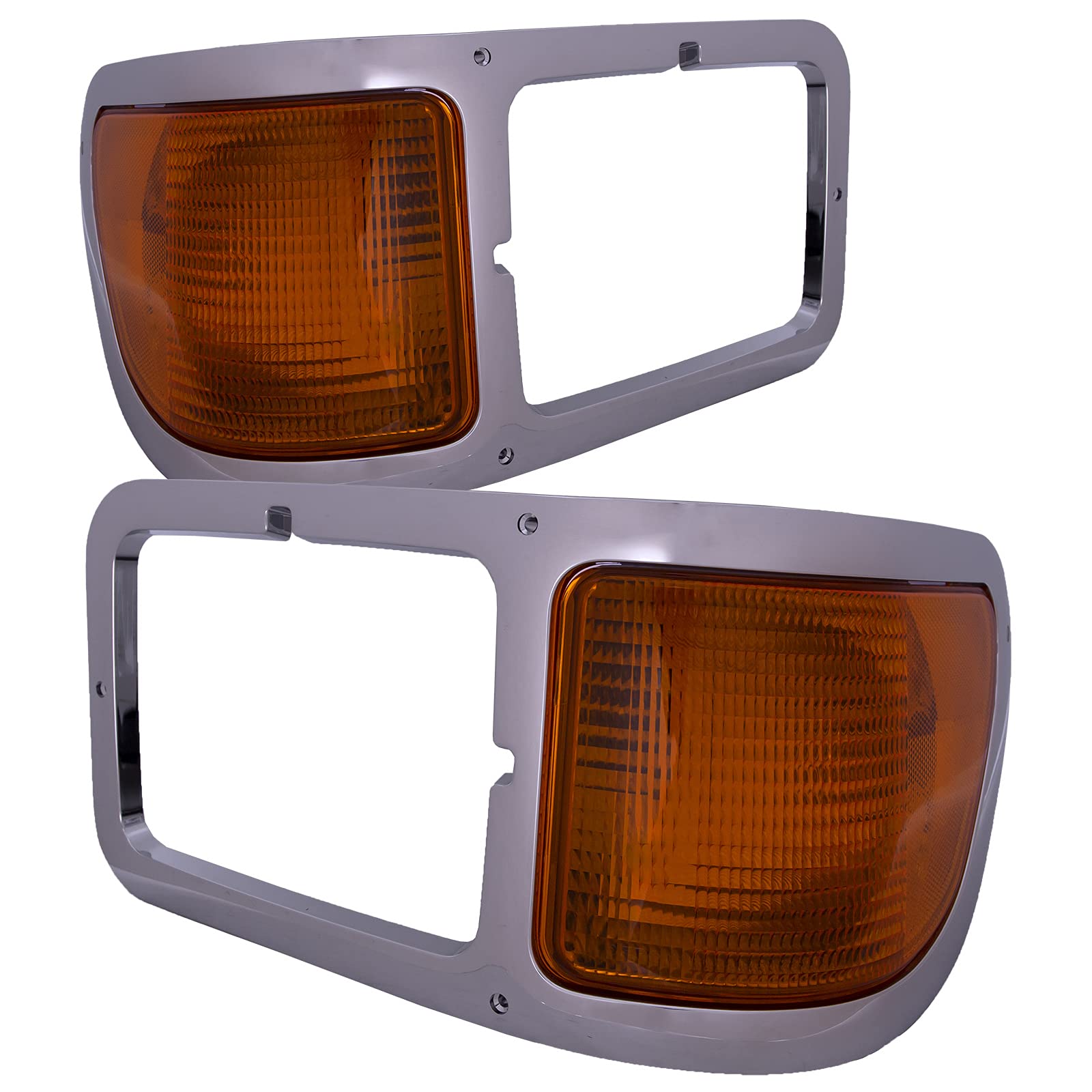HEADLIGHTSDEPOT Corner Lights Set with Park Light & Chrome Bezel - Compatible with 2000-2015 Ford F-650/F-750 (Right Passenger & Left Driver Pair) - Perfect for Truck Upgrades & Nighttime Visibility