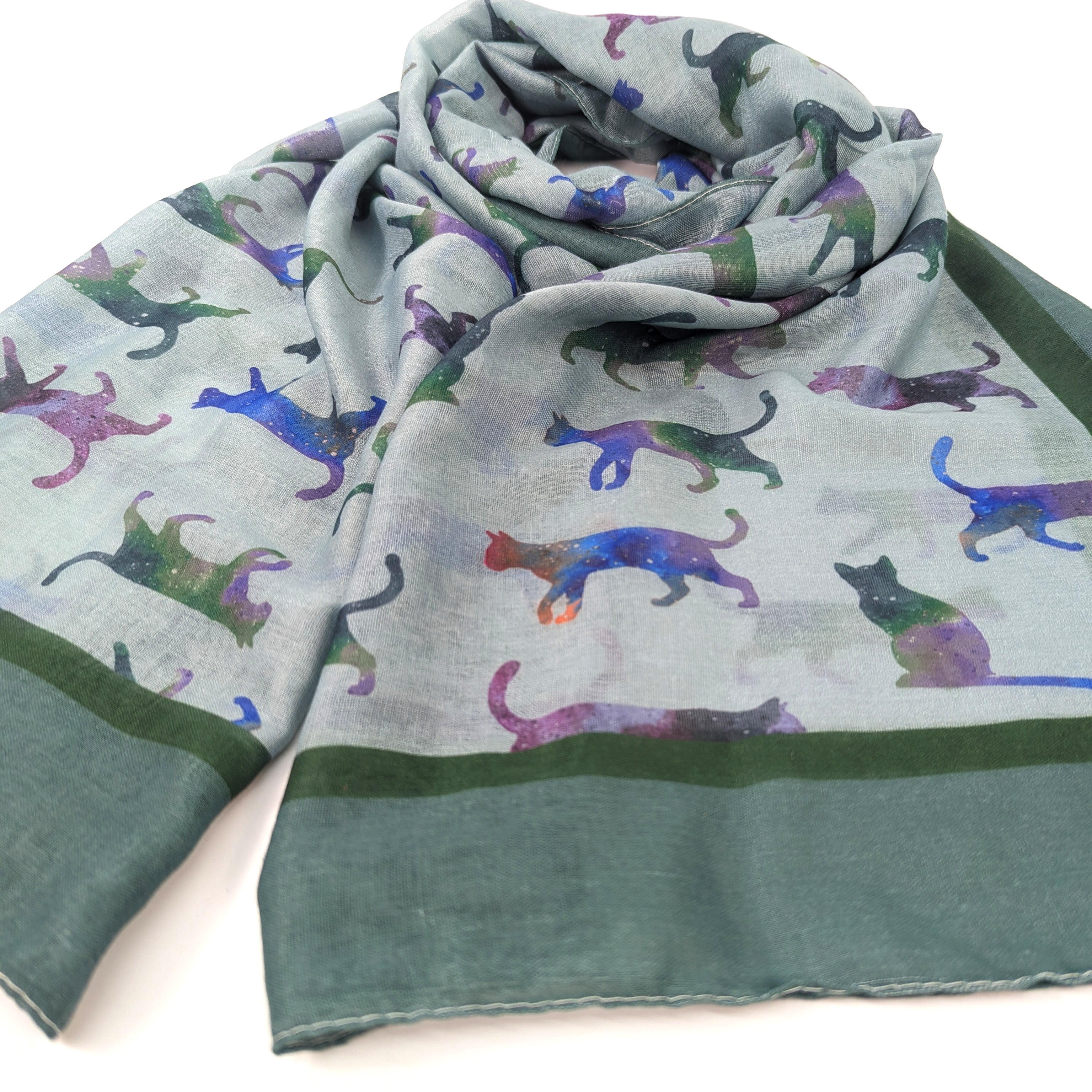 Clio The Cat Scarf - Soft Sage Green Winter Scarf (50x180cm) for Women & Men - Cozy Fashion Accessory for Cold Weather, Outdoor Activities, and Gift Giving