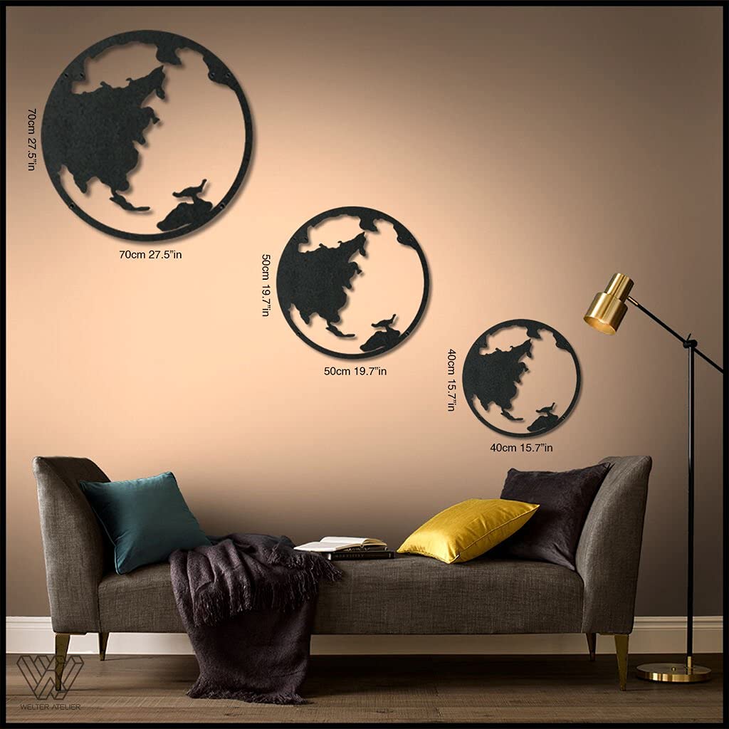 Mercator Metal Wall Art Decor for Living Room & Bedroom - Indoor Outdoor Wall Hanging