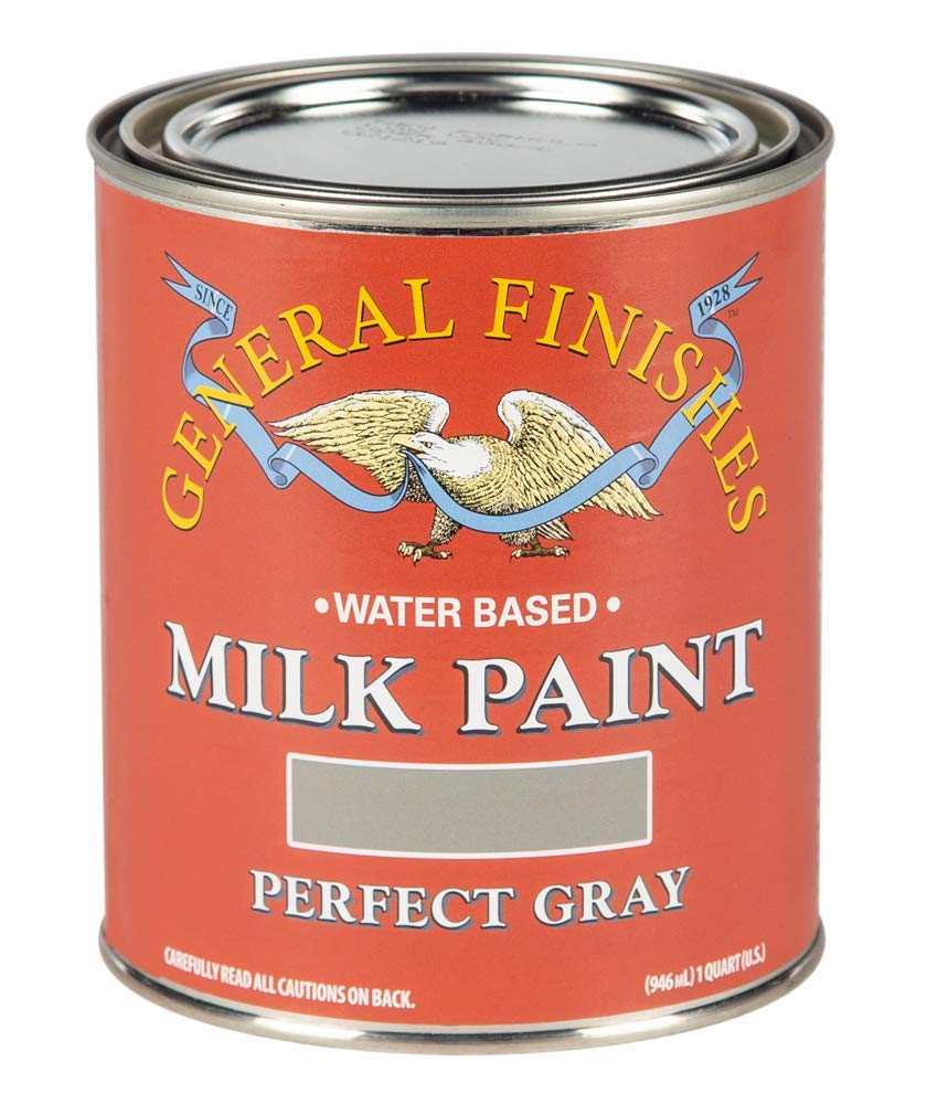 General Finishes Water Based Milk Paint - 1 Quart, Perfect Gray - Eco-Friendly Matte Finish for Furniture, Cabinets & DIY Home Decor Projects