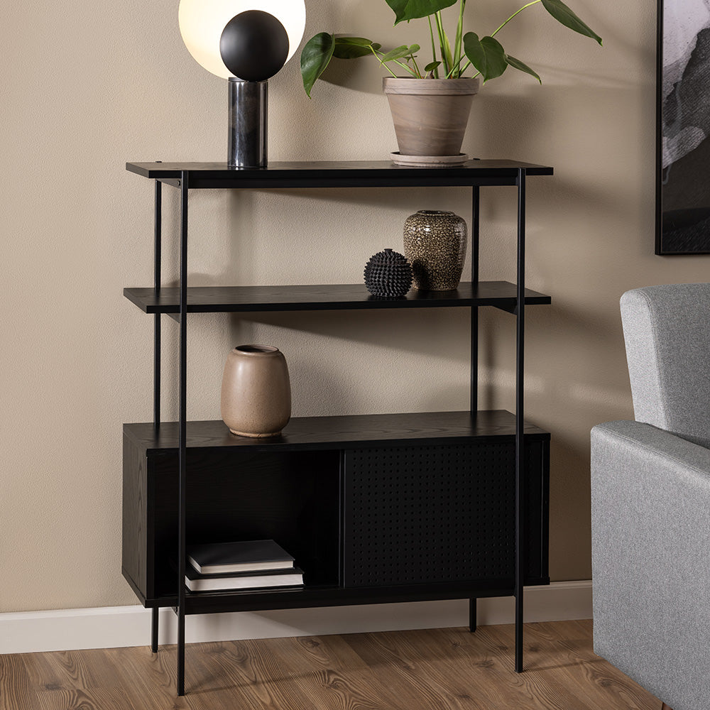 KREMAN 94cm Black Display Unit - Modern Shelf for Living Room, Bedroom & Office Storage & Organization