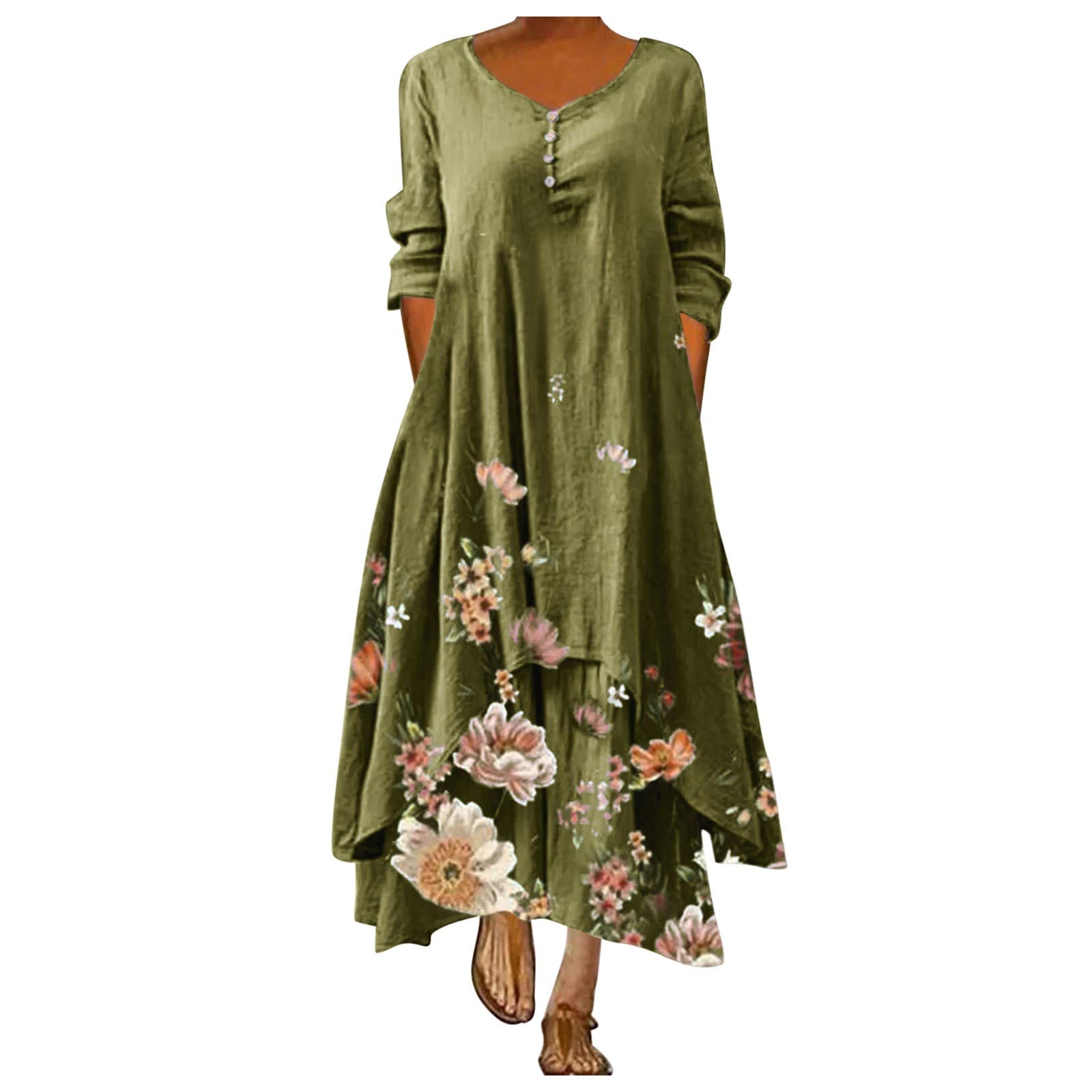 Elegant Floral Long Party Dress for Women - Vintage Cocktail Dress for Wedding Guest, Summer & Fall Occasions | Perfect for Garden Parties, Bridal Showers & Formal Events