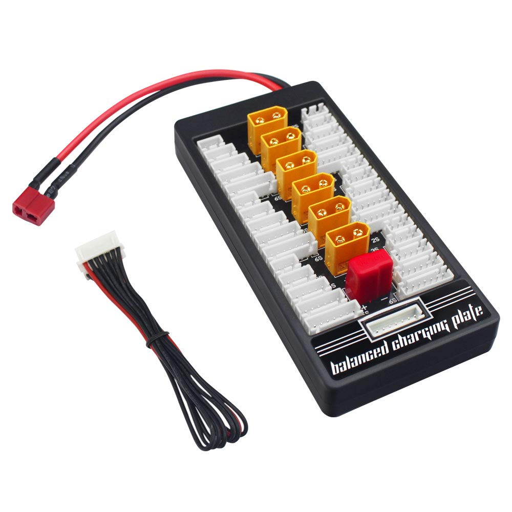 YoWoo XT60 Parallel Balance Charging Board for 2-6S Lipo Batteries - 40A Max Current with JST-XH Plugs - Compatible with Imax B6 UN-A6 Chargers - Charge 6 Batteries Simultaneously - Perfect for RC Drones, Airplanes, and Hobby Battery Charging