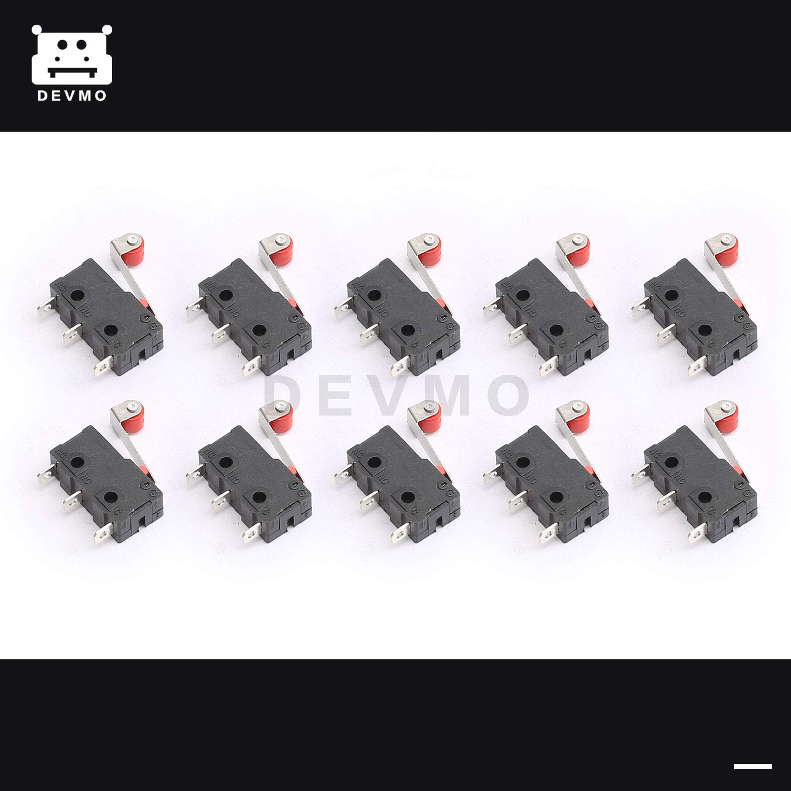 DEVMO 10PCS KW12-3 Micro Roller Lever Arm Limit Switch Normally Open/Close for 3D Printer Endstop - Perfect for CNC Machines, Industrial Automation & DIY Projects