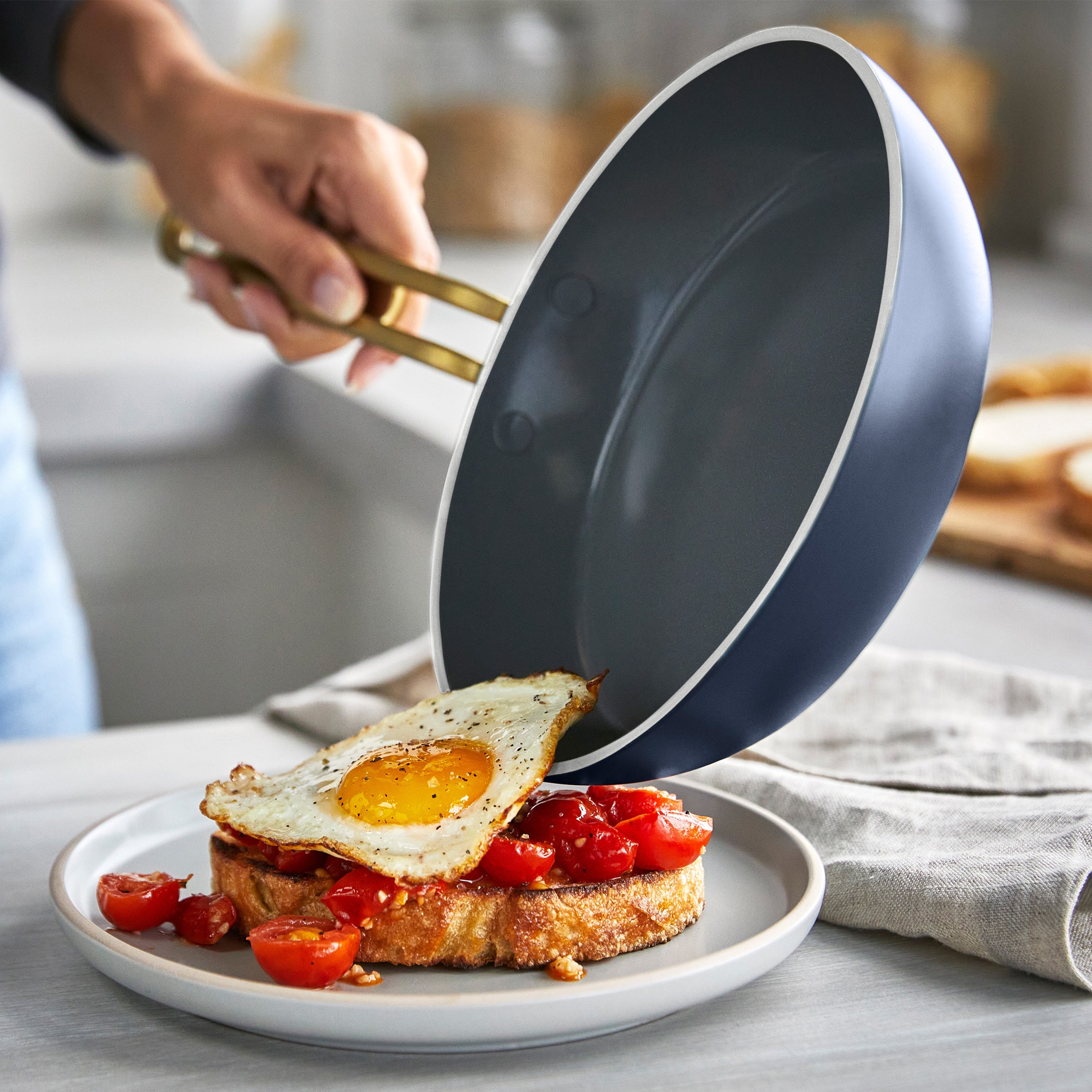 Stanley Tucci™ Ceramic Nonstick 8-Inch Frying Pan | Marino Blue | Perfect for Sauteing, Frying & Cooking Eggs | Eco-Friendly & PFOA-Free Cookware
