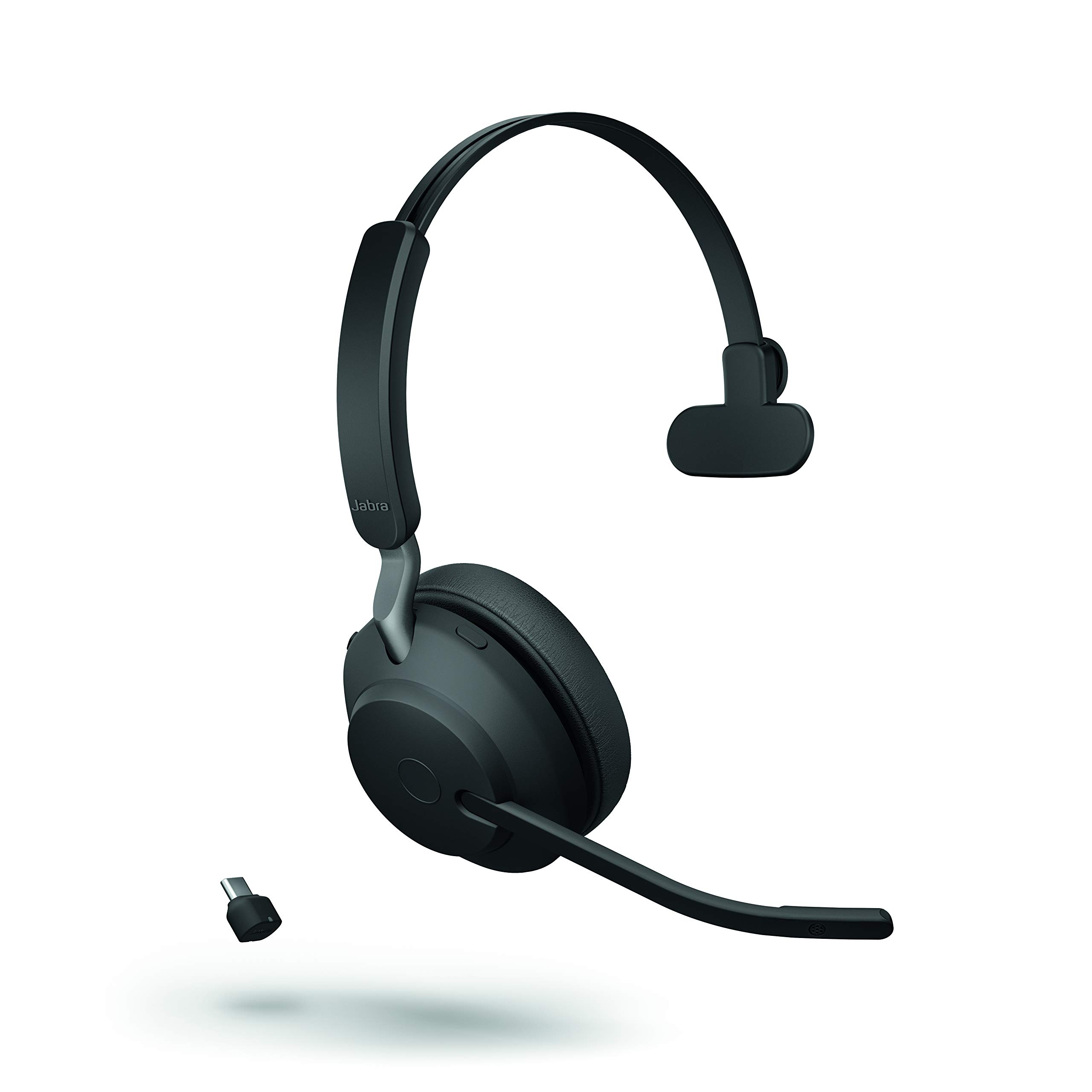 Jabra Evolve2 65 Wireless Mono Headset with USB-C & Bluetooth - Noise Cancelling Mic for Zoom, Webex, Skype - Compatible with PC, Mac, Smartphones - Includes Global Teck Gold Support Plan (Black) - Perfect for Remote Work, Online Meetings & Office Calls
