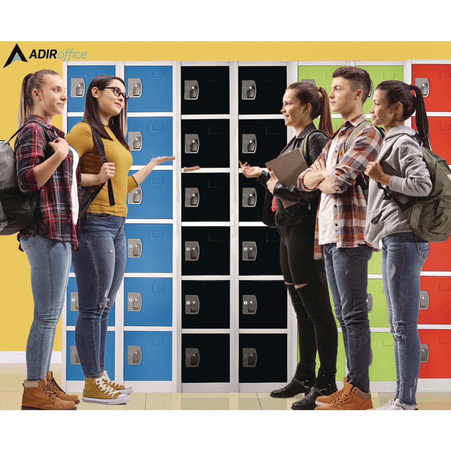 Steel Storage Locker with 6 Compartments - 12 x 12 x 72 Inches, Black - Heavy Duty Metal Cabinet for Office, School, Gym & Warehouse Organization