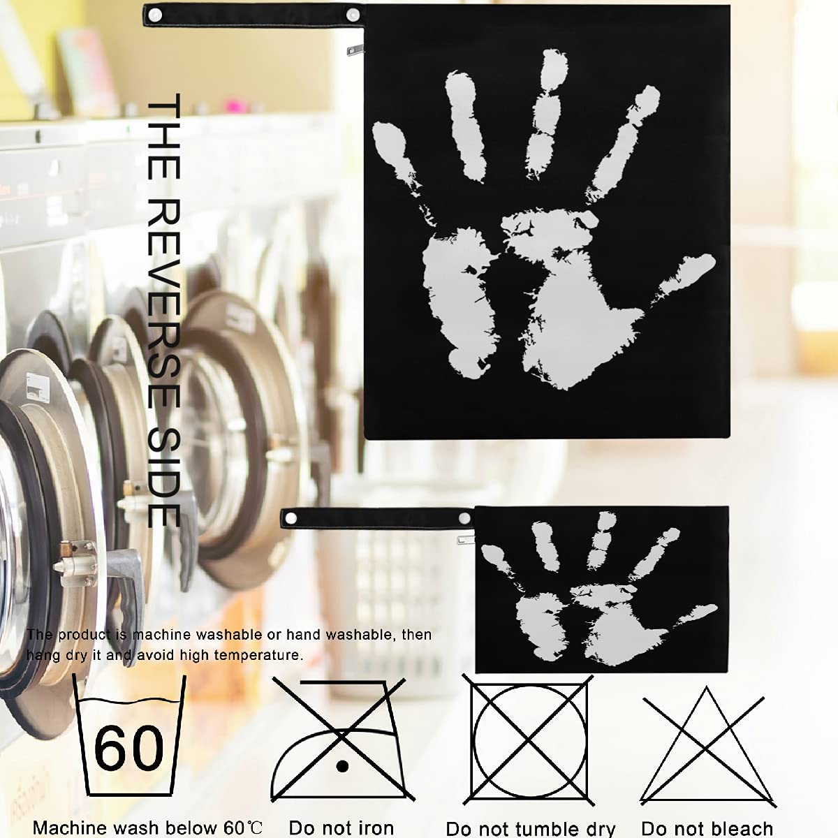 Visesunny Handprint 2Pcs Wet Bags with Zippered Pockets - Washable & Reusable Large Diaper Organizer for Baby Care, Travel, Beach, Gym - Perfect for Strollers, Daycare, Swimsuits, Toiletries & Dirty Clothes Storage