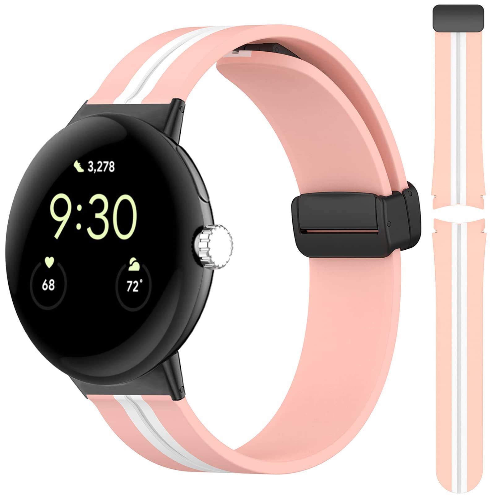 Miimall Silicone Bands for Google Pixel Watch & Pixel Watch 2 - Magnetic Buckle, Waterproof, Sport Strap for Workout & Daily Use