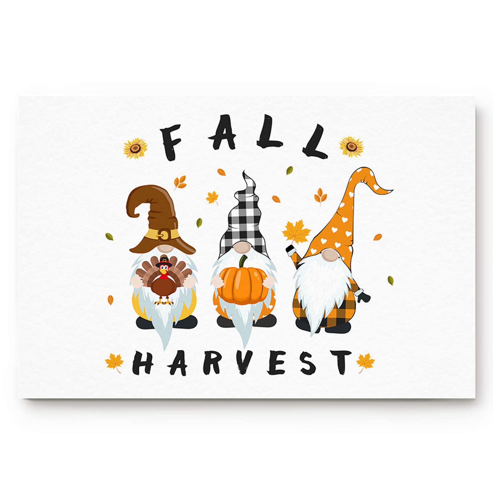Z&L Home Thanksgiving Gnomes with Turkey and Pumpkin Doormats - Absorbent Indoor Bath Rugs, Non-Slip Welcome Carpet for Kitchen, Bathroom, Bedroom & Living Room - Holiday Decor, Cozy Home Entrance Mat (White) - Perfect for Fall Decorations and Welcoming Guests