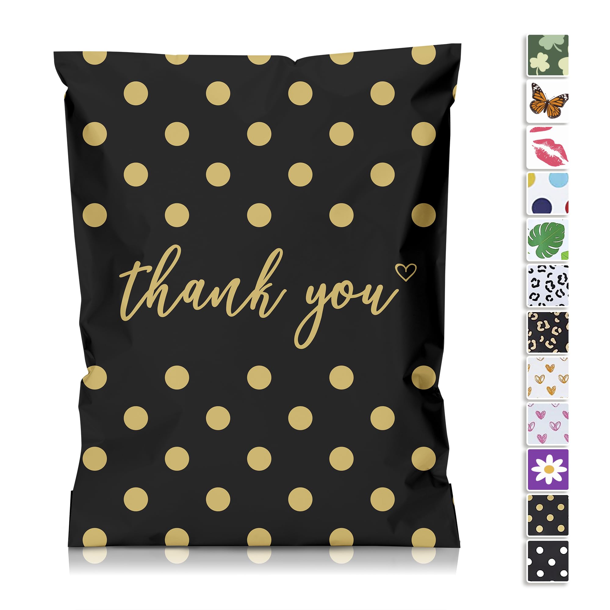50 Pack 12x15.5 Inch Gold Polka Dot Poly Mailers - Self Sealing Shipping Envelopes for Clothing & Small Business - Durable Thick Mailing Bags for Ecommerce, Retail & Online Stores - Perfect for Apparel, Jewelry & Gift Packaging