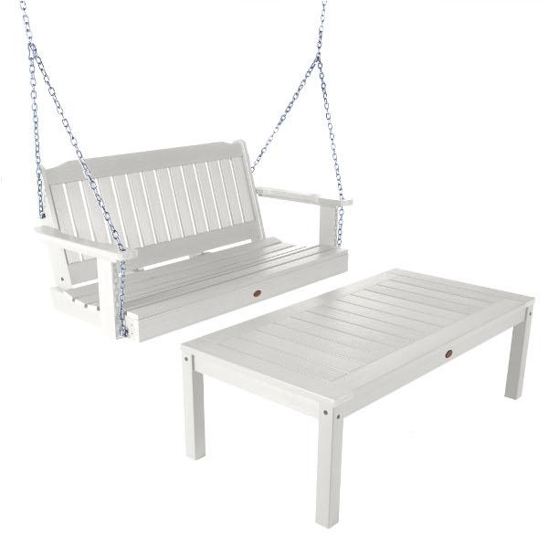 Lehigh 4ft Swing and Coffee Table - Versatile Indoor/Outdoor Furniture for Patio, Living Room, or Office Use