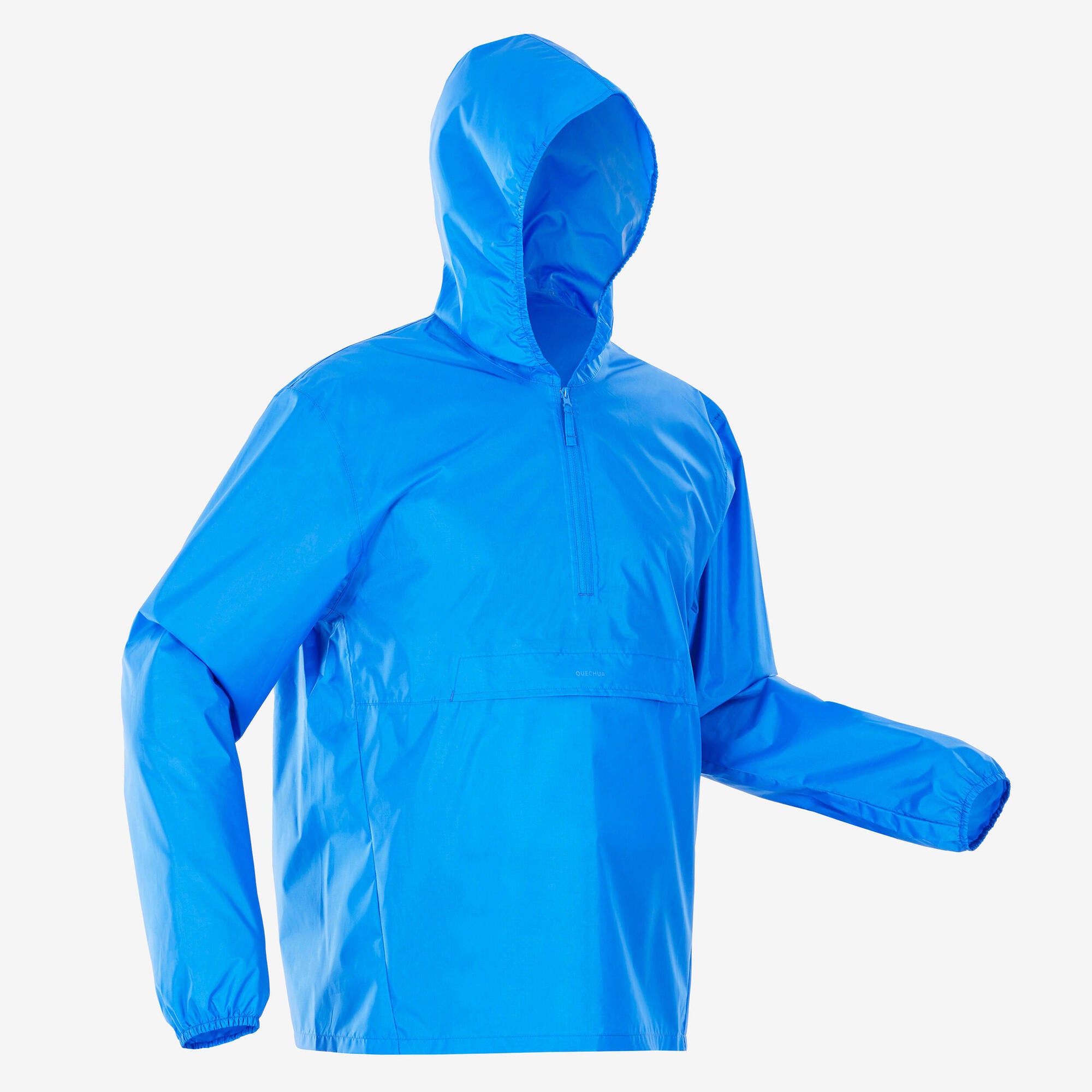 Quechua Men's Waterproof Rain Jacket - Lightweight Half Zip Windbreaker for Hiking, Camping & Outdoor Activities