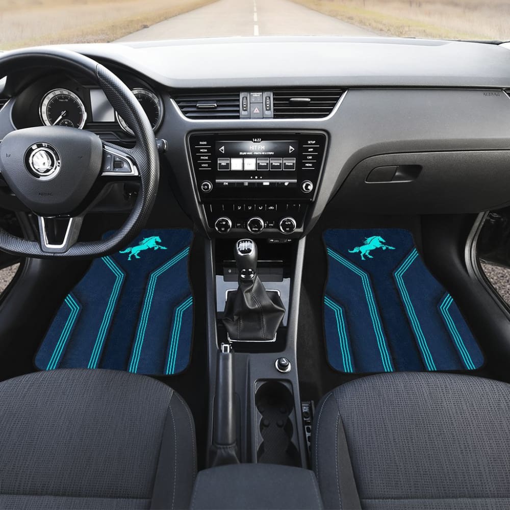 Premium Custom Turquoise Horse Mustang Metallic Style Car Floor Mats - Durable & Stylish for Ford Mustang - Perfect for Car Enthusiasts & Gift Giving