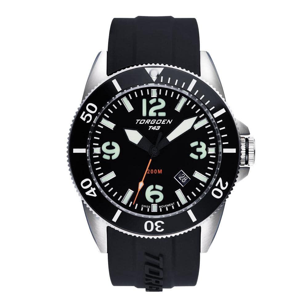 Torgoen T43 Men's Diver Watch - Swiss Quartz, Sapphire Crystal for Water Sports & Diving