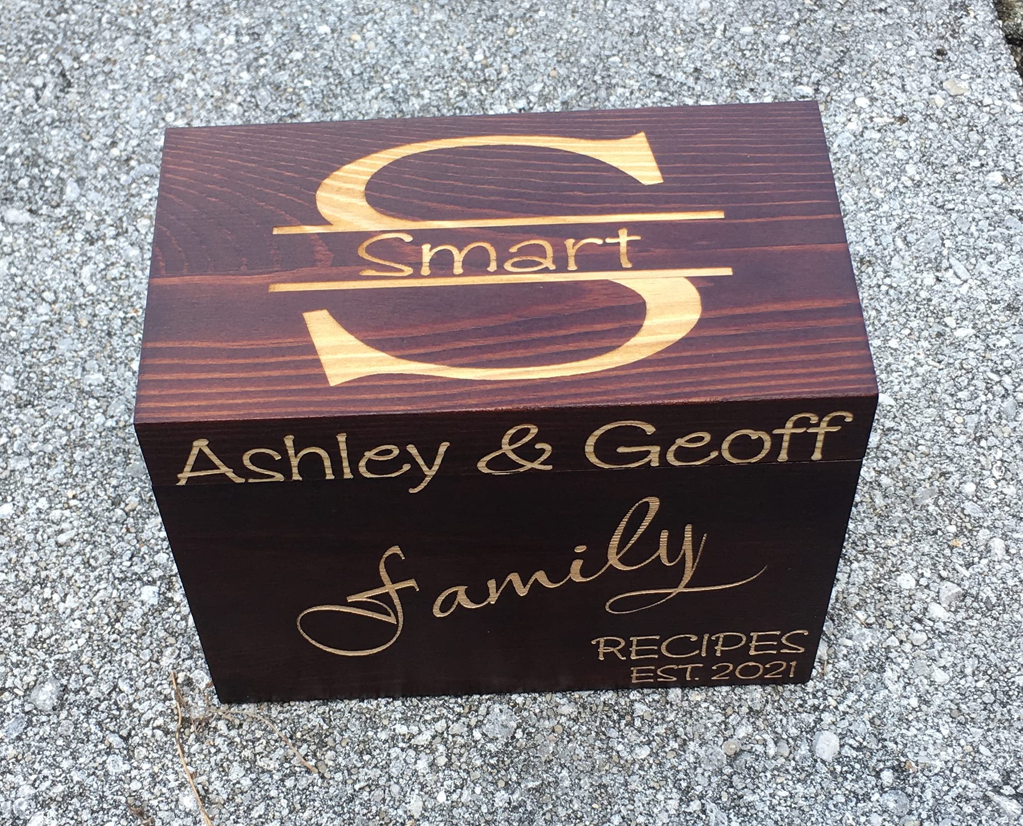 Personalized Recipe Box with Dividers - Custom Engraved Wooden Recipe Organizer in Mahogany Finish for Family & Home Kitchen Storage | Perfect for Recipe Cards, Cooking Gifts & Kitchen Organization