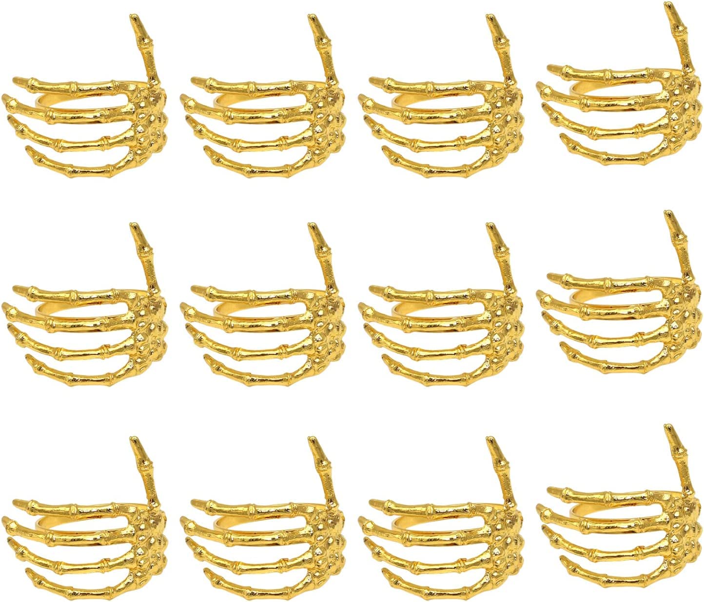 BestAlice Halloween Skull Napkin Rings Set of 12 - Gold Skeleton Hand Napkin Holders for Spooky Table Decor, Halloween Party Supplies & Haunted House Dining Accessories | Perfect for Halloween Dinner Parties, Themed Events & Gothic Home Decor