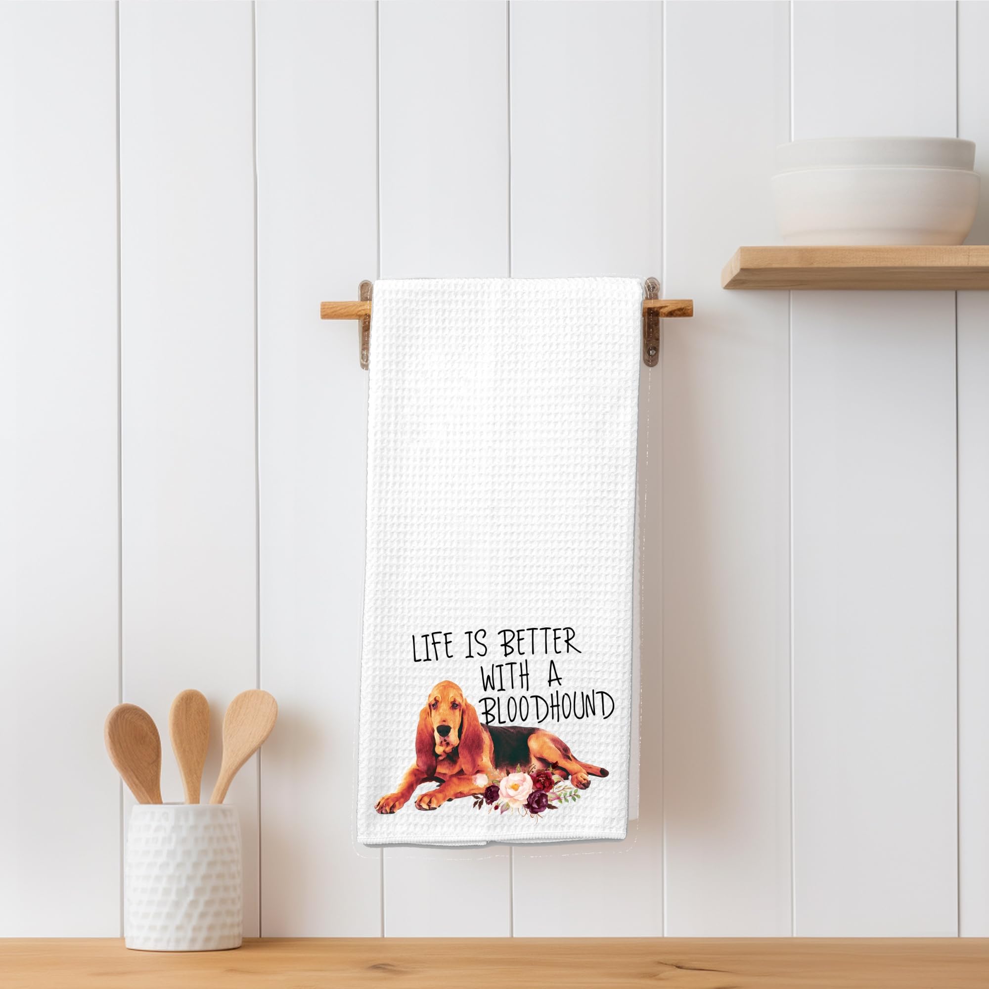 Premium Bloodhound Waffle Weave Microfiber Kitchen Towels - Absorbent & Durable Dog-Themed Dish Cloths for Animal Lovers - Perfect for Cooking, Cleaning & Gifts for Dog Owners