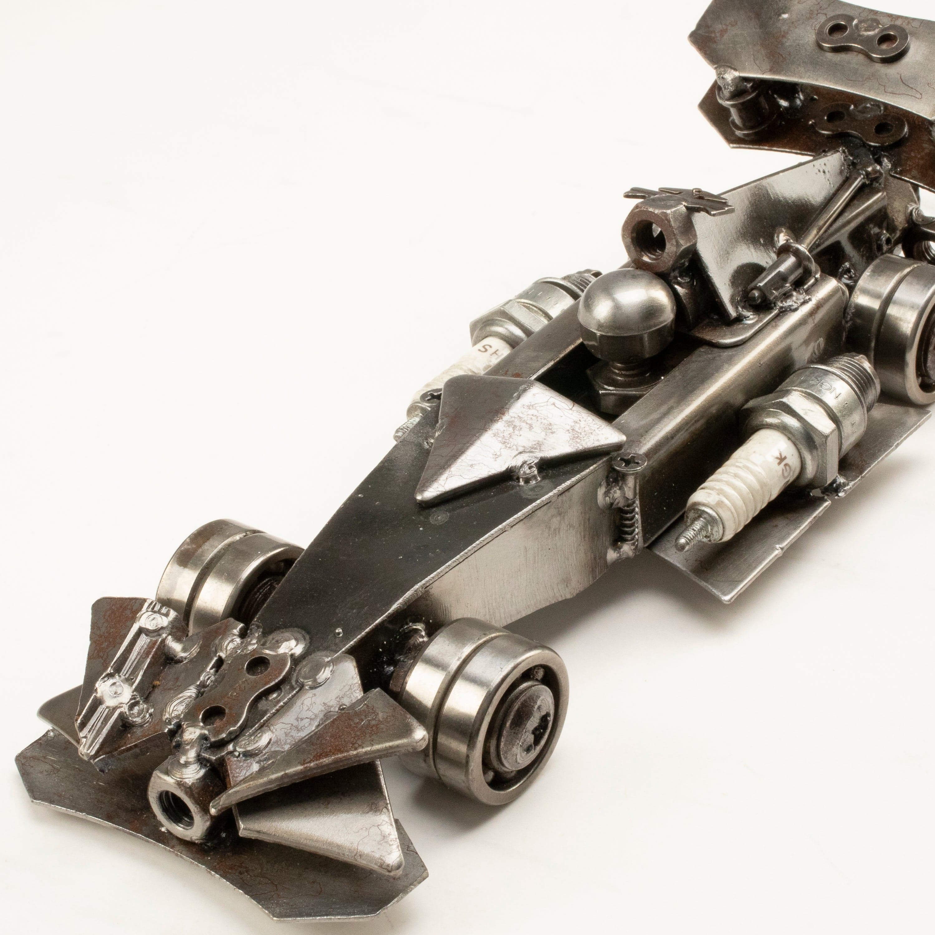 10.5 Inch F1 Inspired Recycled Metal Car Model - Formula 1 Racing Collectible Toy for Adults & Kids - Perfect for Office Desk Decor, Racing Enthusiast Gifts & Home Display
