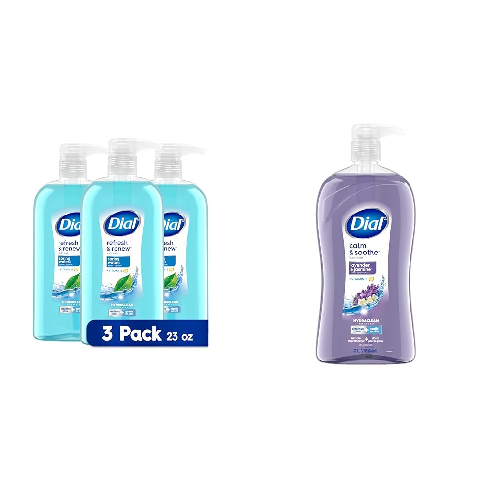 Refresh & Renew Spring Water Dial Body Wash 23oz - Calm & Soothe Lavender Jasmine 32oz - Shower & Bath Essentials
