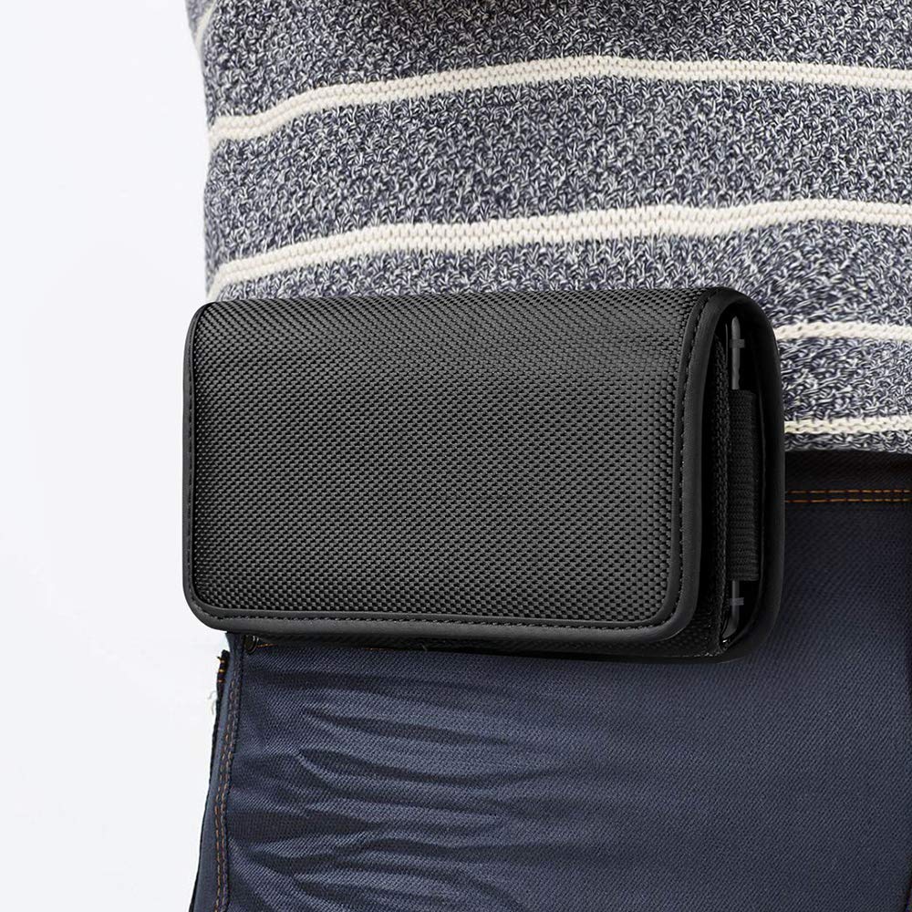 Tactical Belt Holster Pouch for Apple iPhone 12 Mini/6/6s/7/8 & Unimax UMX U683CL - Rugged Canvas Phone Case Holder with Belt Clip Loops (5.78