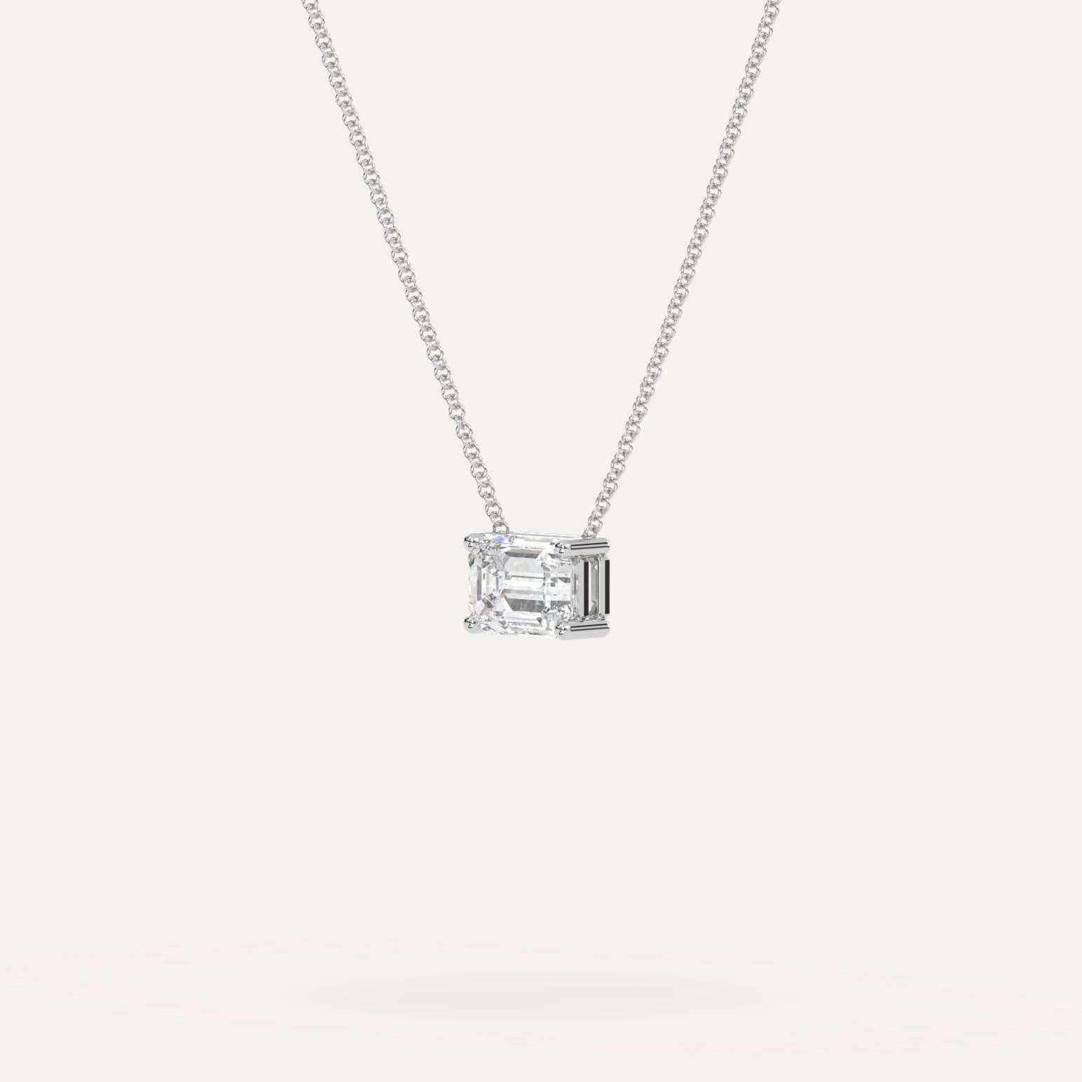 1 Carat Emerald Floating Diamond Necklace - Elegant 14K Gold Pendant for Women, Perfect for Weddings, Anniversaries & Special Occasions