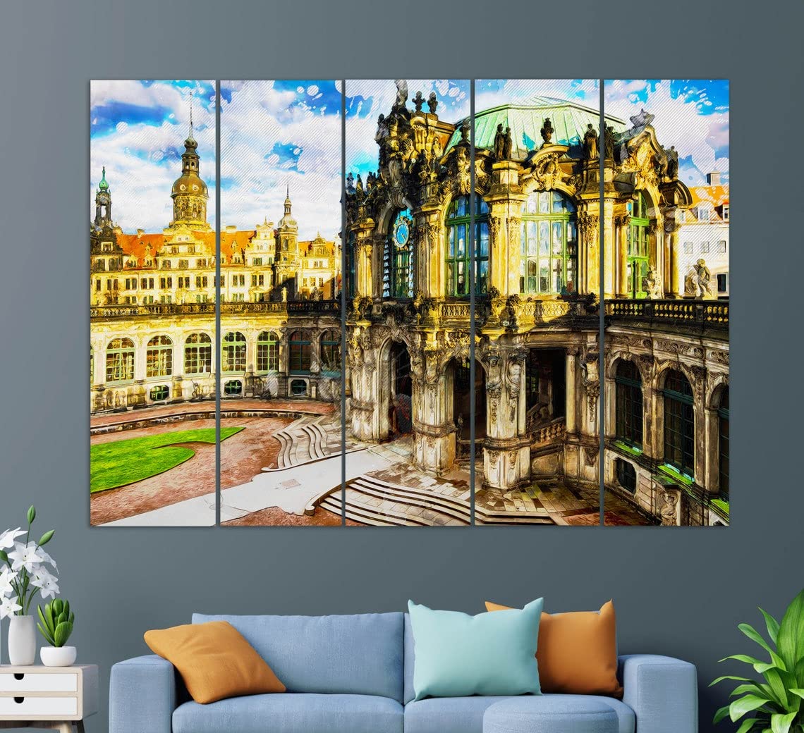 Altstadt Dresden Canvas Print - Handmade Dresden Painting Wall Art for Home Decor | Germany Landscape Artwork for Living Room & Office