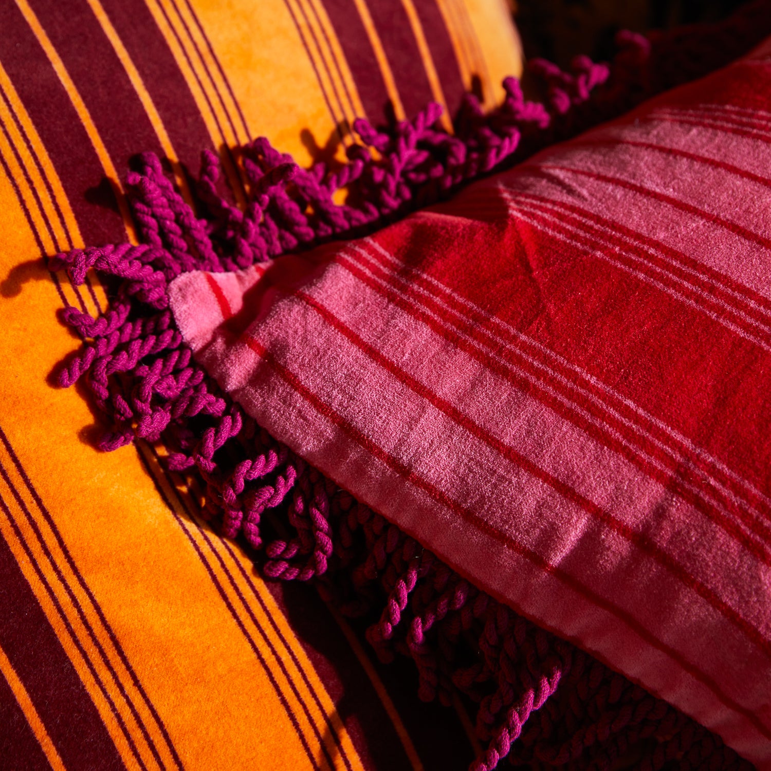 Brigitte Velvet Cushion - Soft & Luxurious Throw Pillow Cover - Cosmo Pink - Perfect for Sofa, Bed, Couch & Home Decor