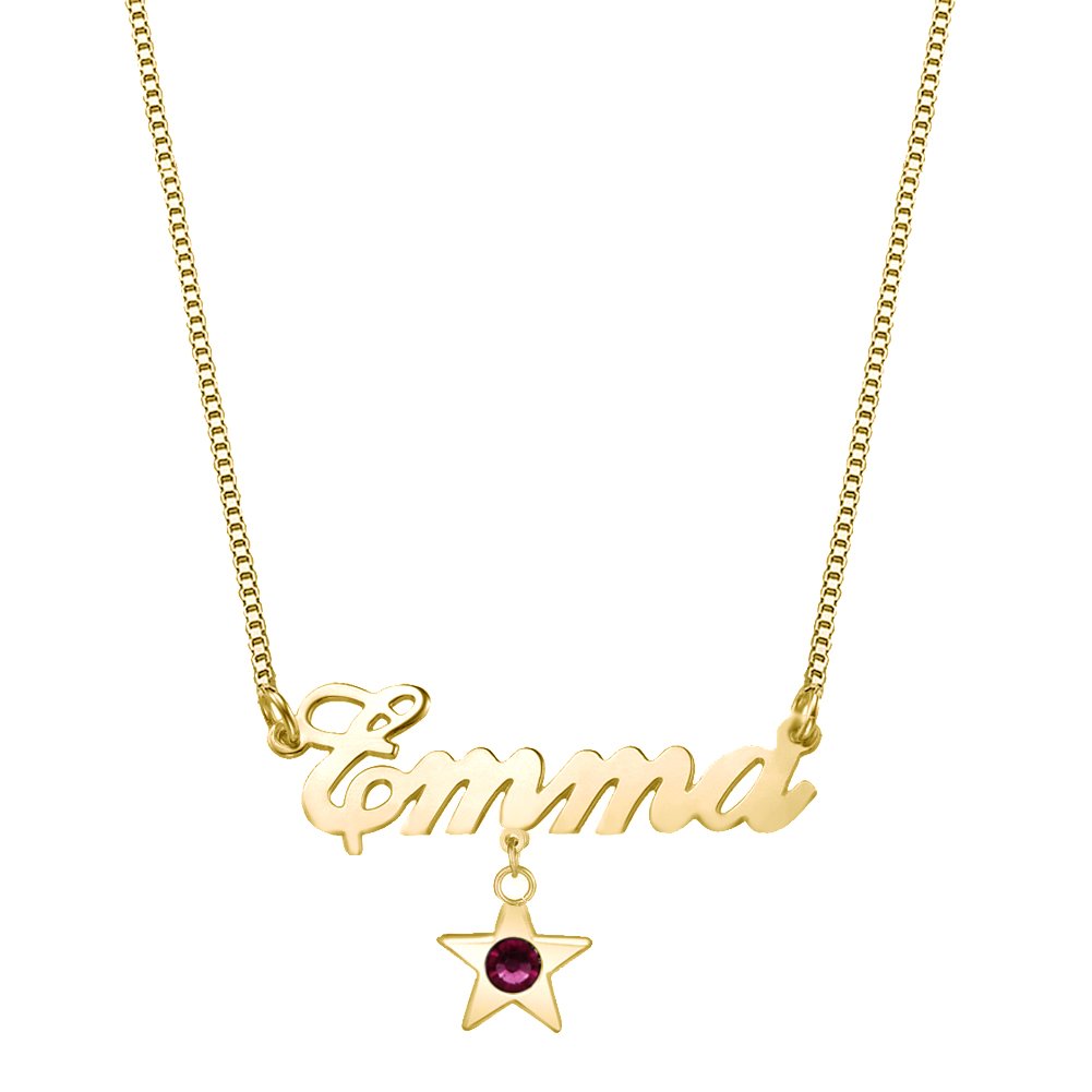 Ouslier 925 Sterling Silver Personalized Name Necklace with Birthstone Star Charm - Custom Engraved Jewelry Gift for Women, Mom, Wife - Perfect for Birthdays, Anniversaries & Special Occasions