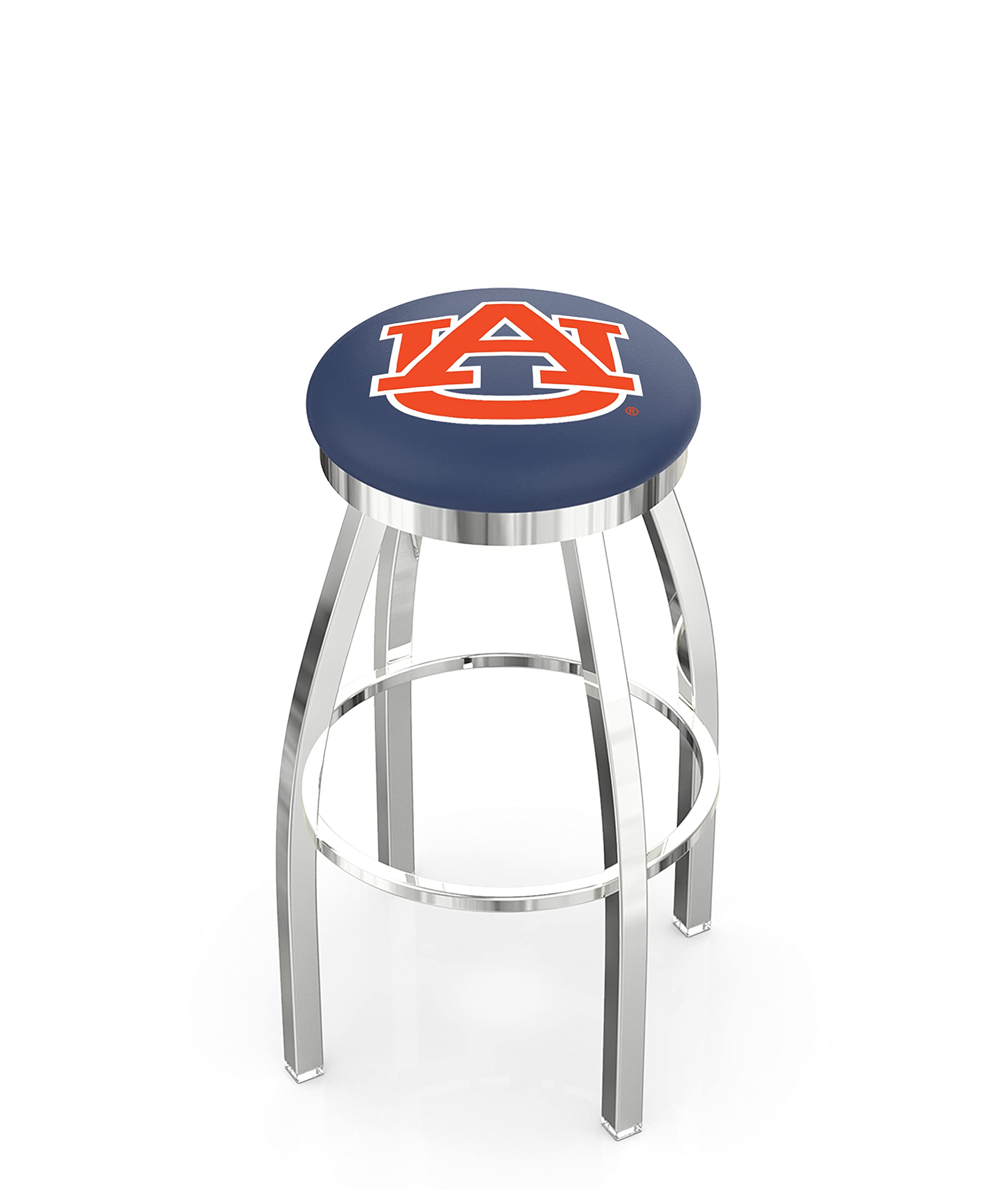 Chrome Auburn Swivel Bar Stool with Accent Ring - Modern Kitchen Counter Stool for Home Bar, Breakfast Nook & Restaurant Decor by The Holland Bar Stool Company