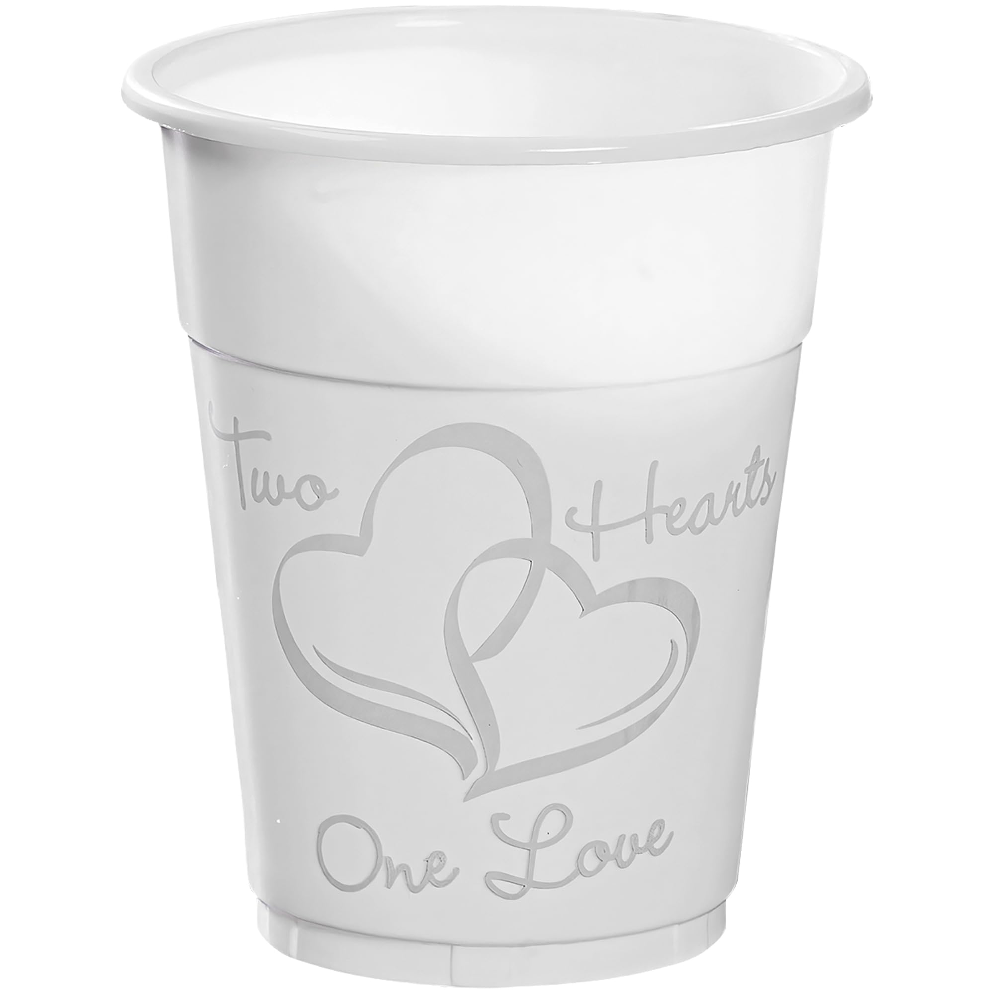 50 Pack 16oz Plastic Disposable Wedding Cups with Heart Design - Perfect for Wedding Receptions, Bridal Showers, and Romantic Parties